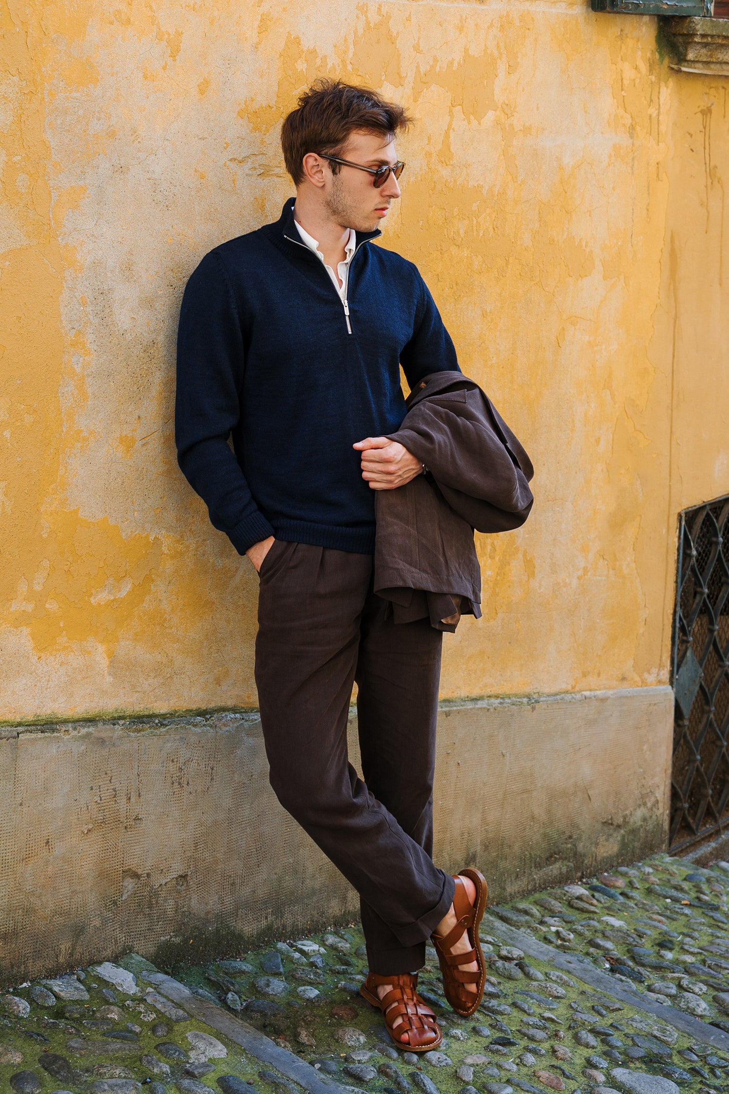 Half Zip Cardigan Navy