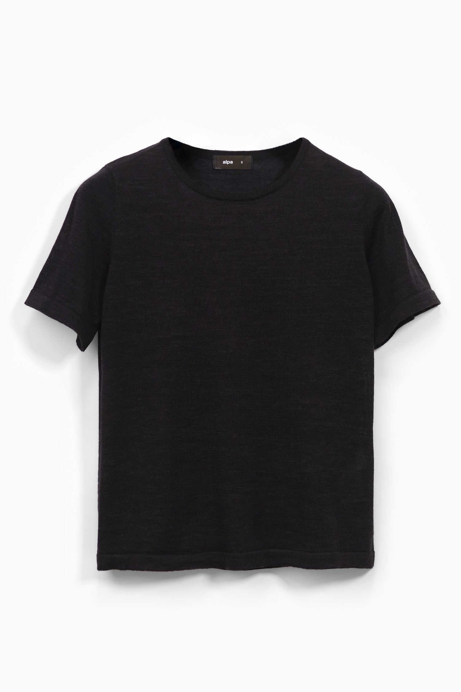 Simple Knit T Shirt Black