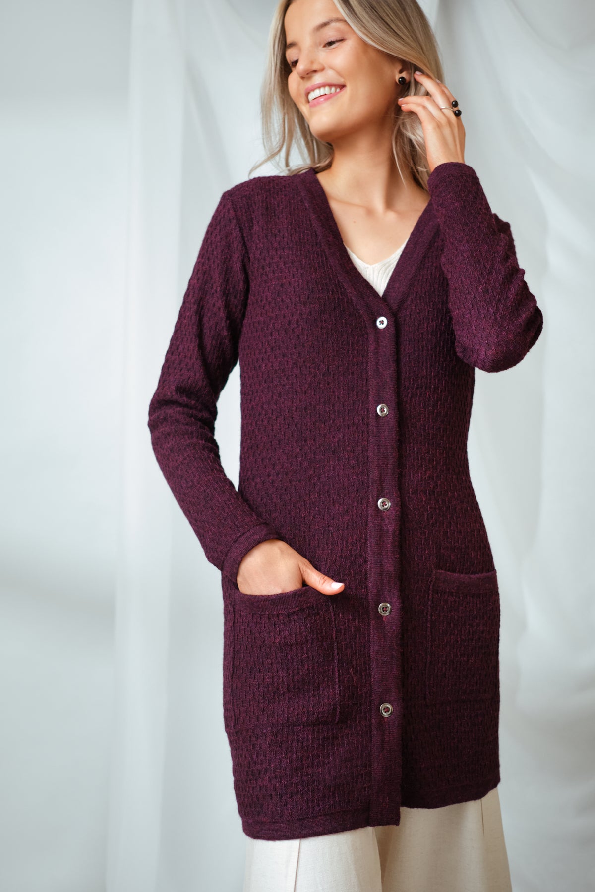 Drizzle Cardigan Plum