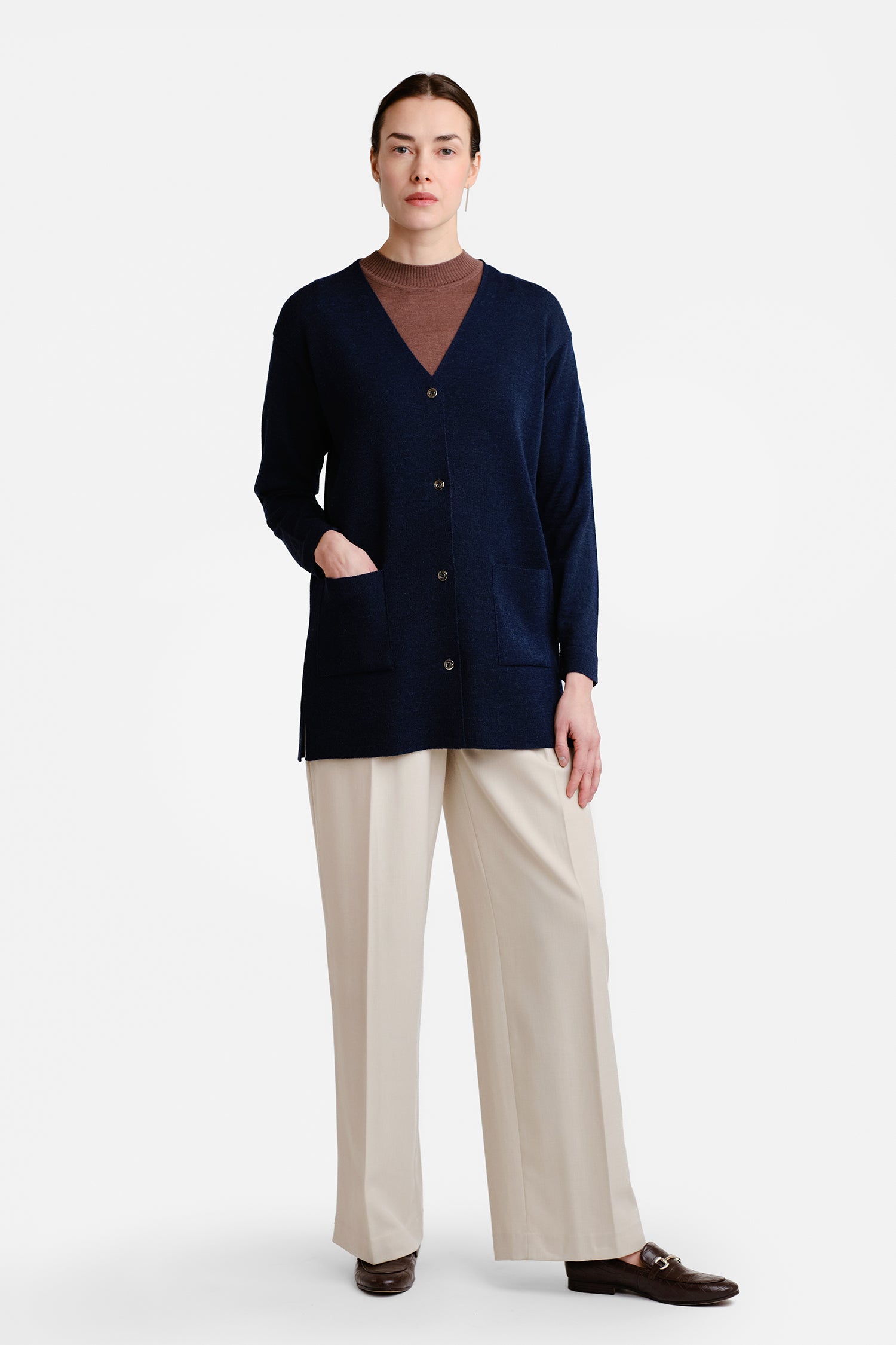 Drop Cardigan Navy