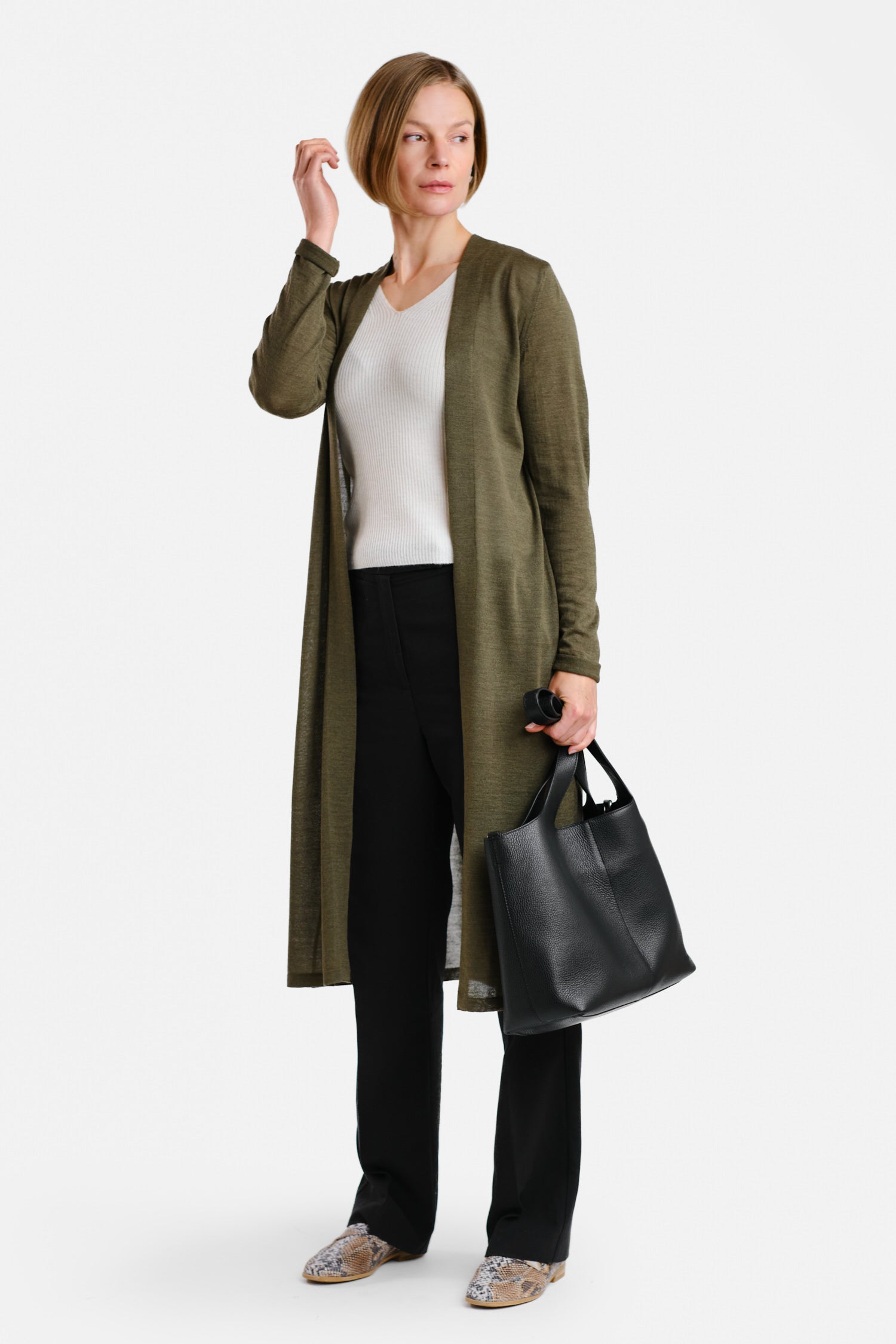 Swan Cardigan Dark Olive