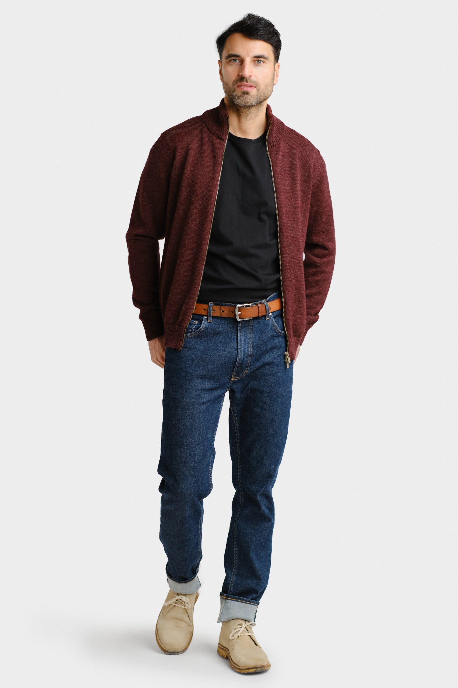 Zipper Zip Cardigan Bordeaux