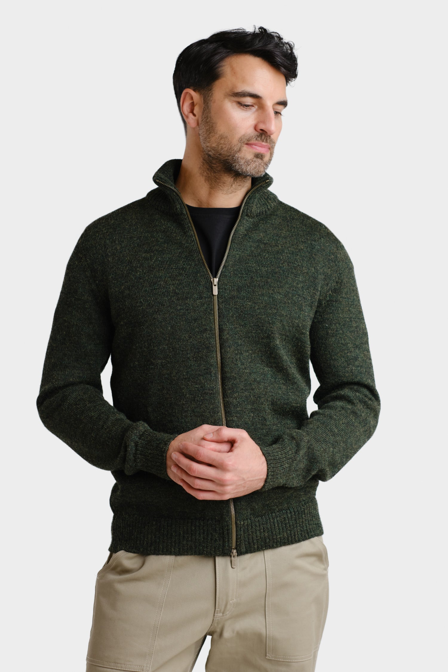  ALPACA カーディガン ZIPPER cardigan, forest green | Alpa