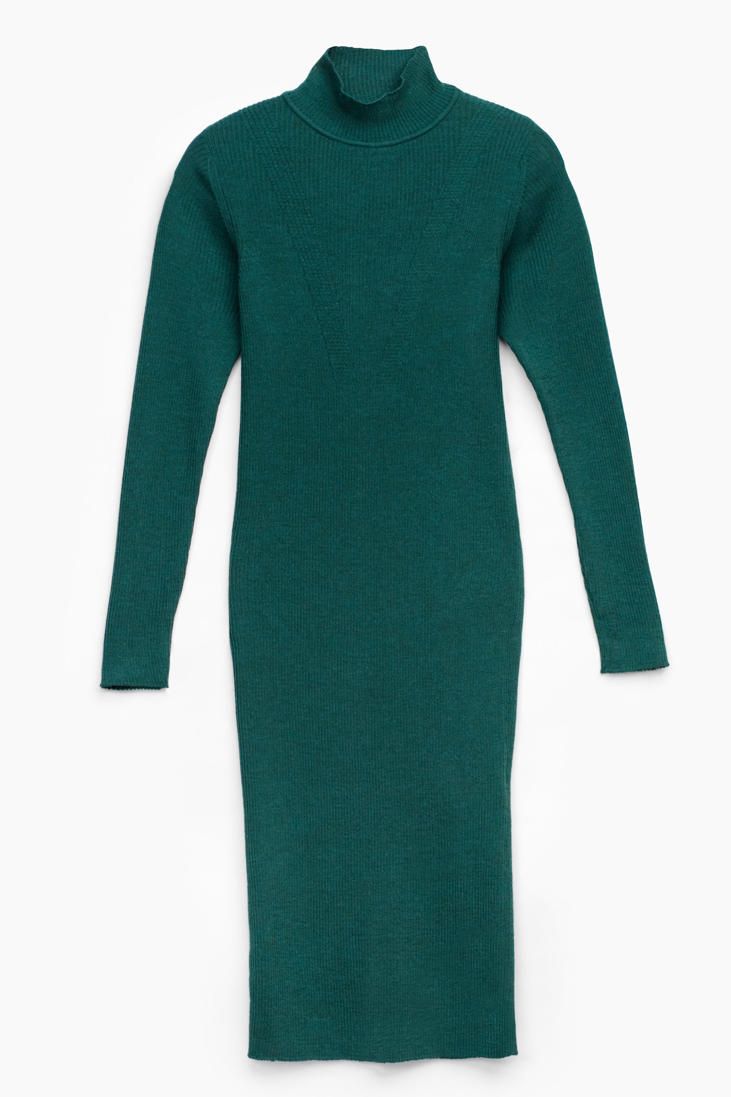 Stripe Turtleneck Dress Deep Green