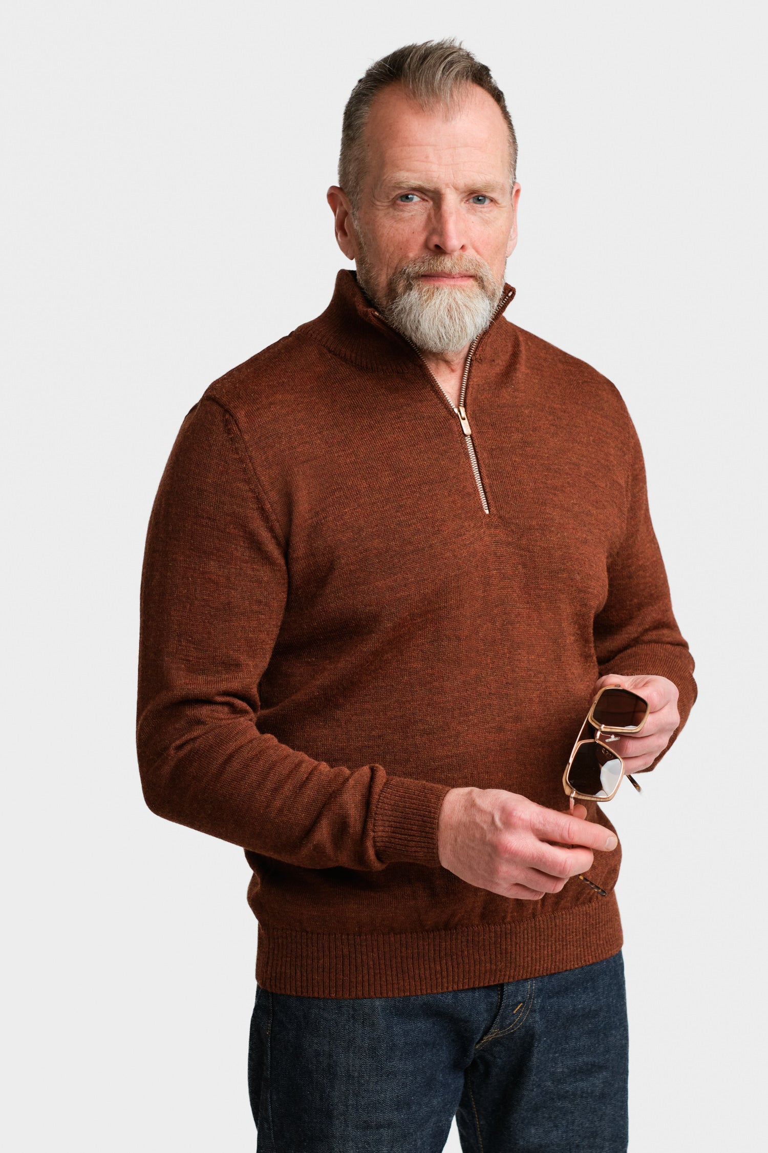 Half Zip Cardigan Mahogany