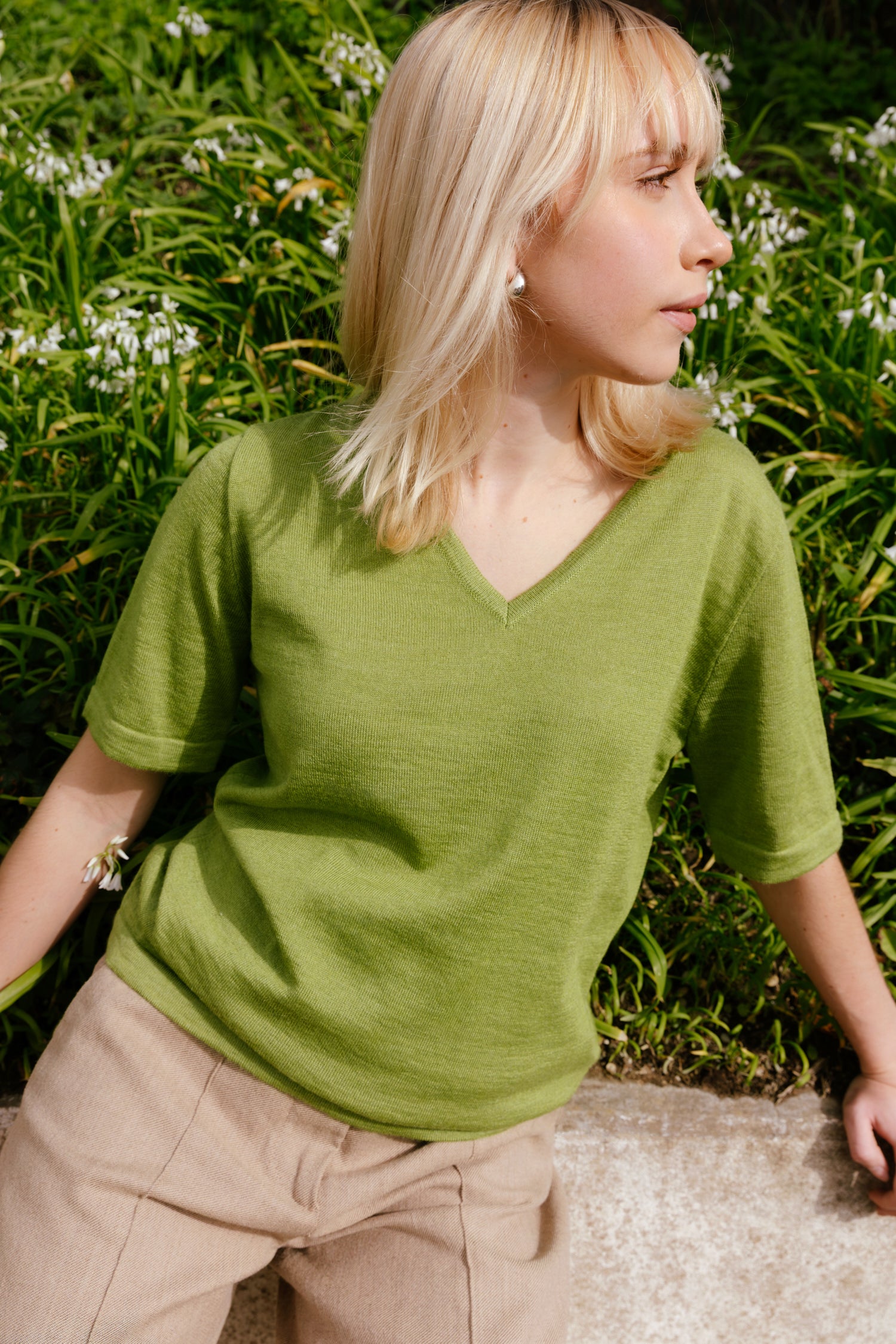 Valley Knit T Shirt Lime