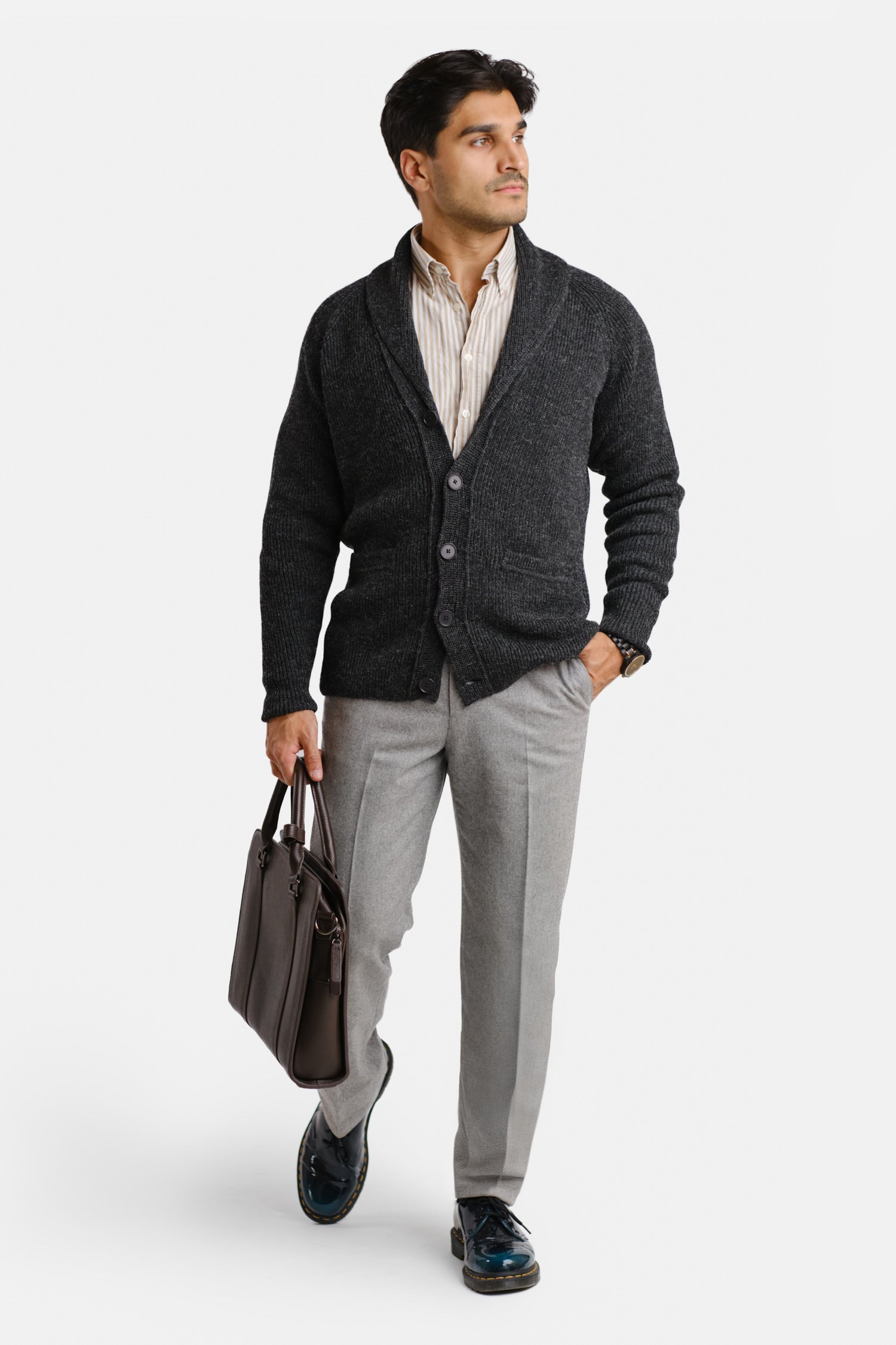 Shawl Collar Cardigan Charcoal
