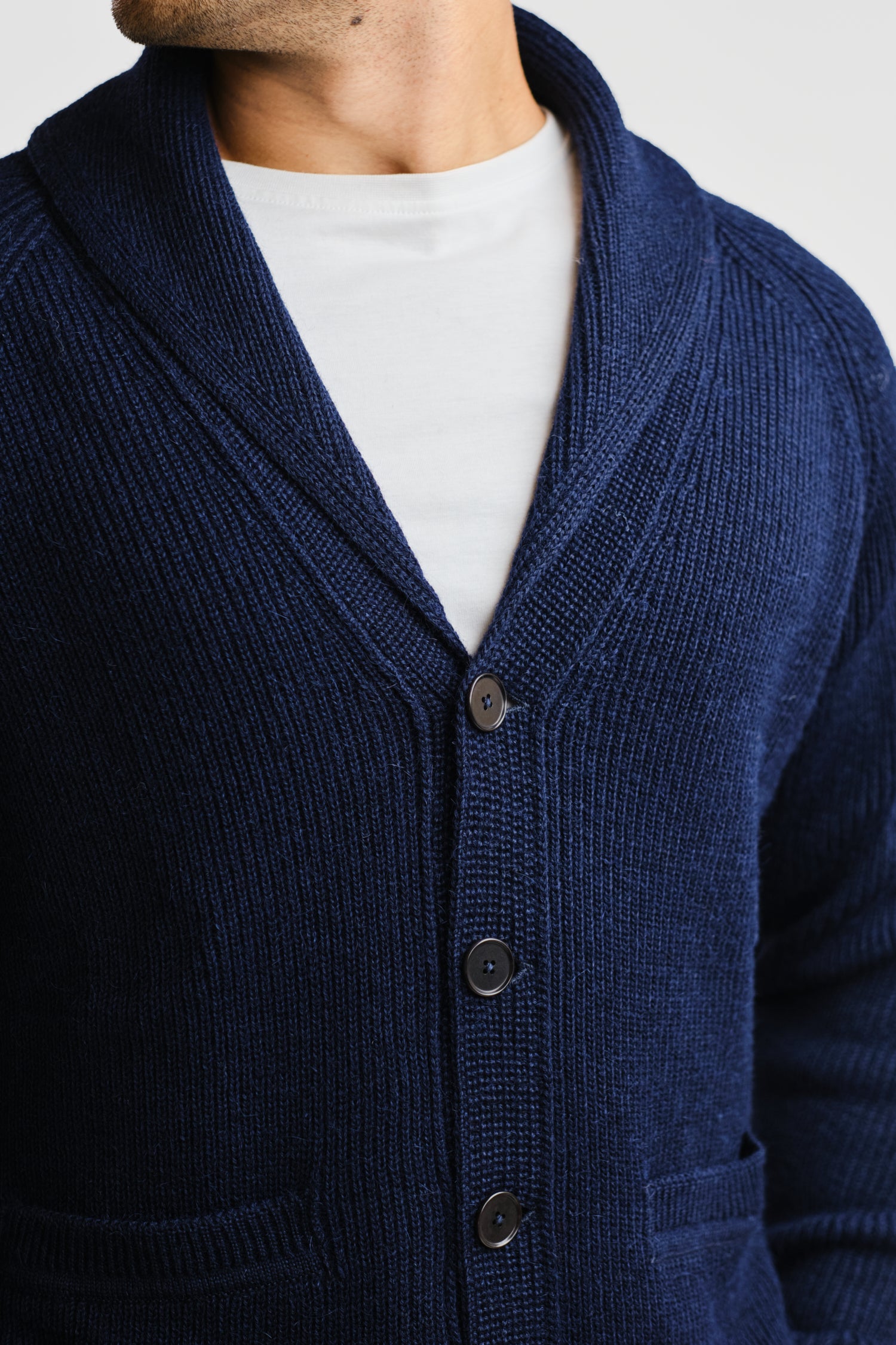 Cardigan Dark Blue Shawl Collar