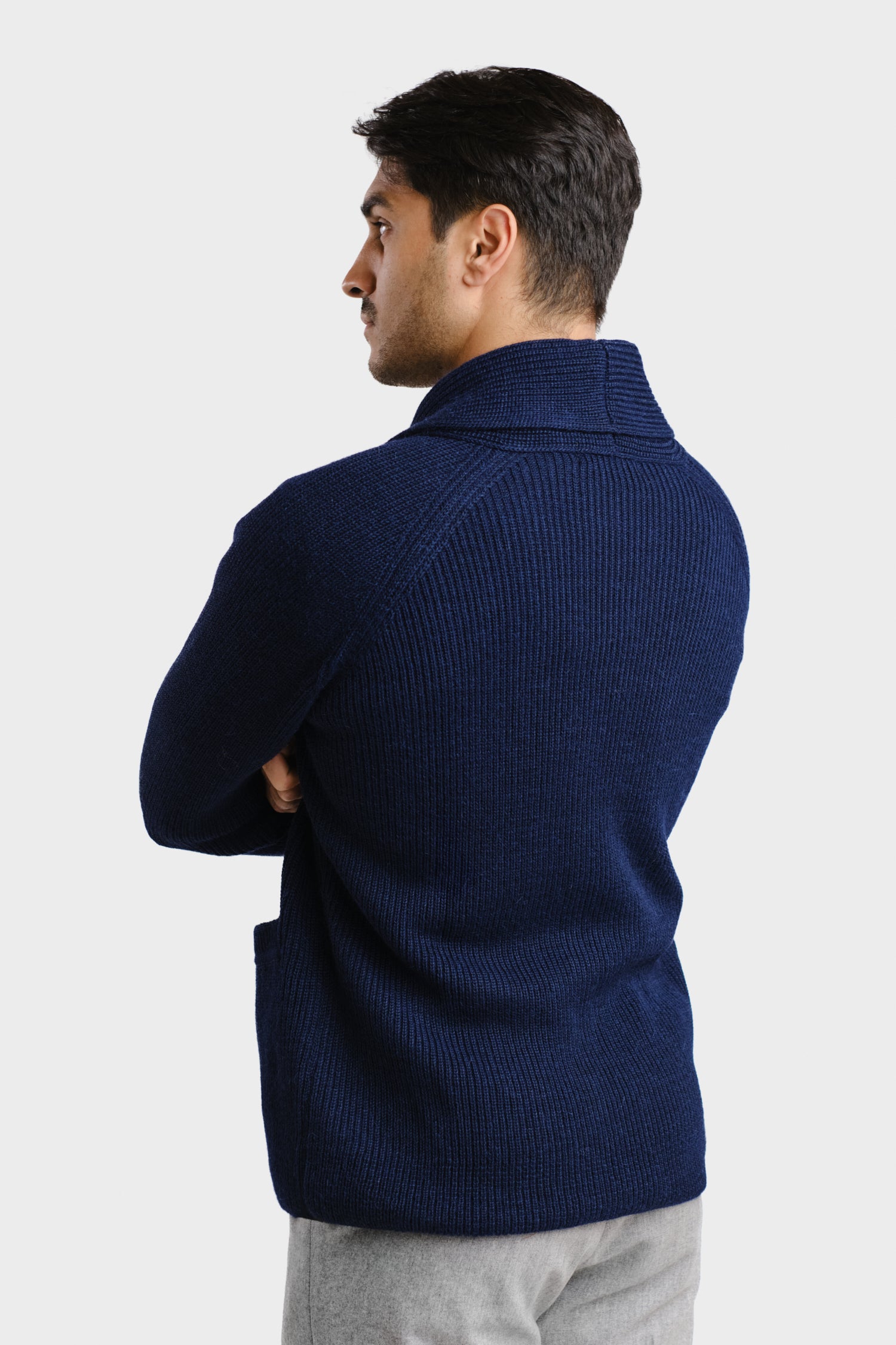 Cardigan Dark Blue Shawl Collar