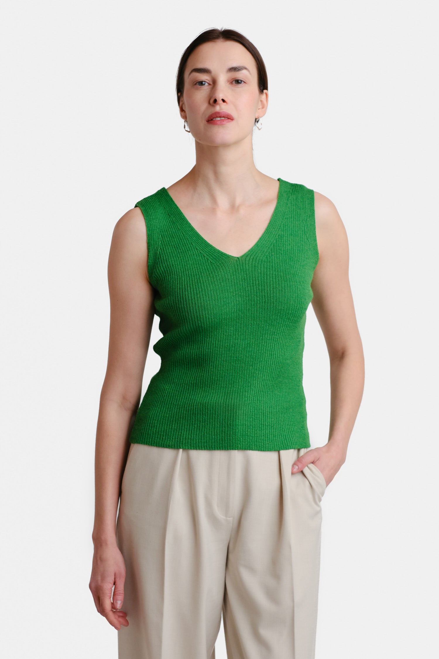 Flow Knitted Top Grass Green_32893