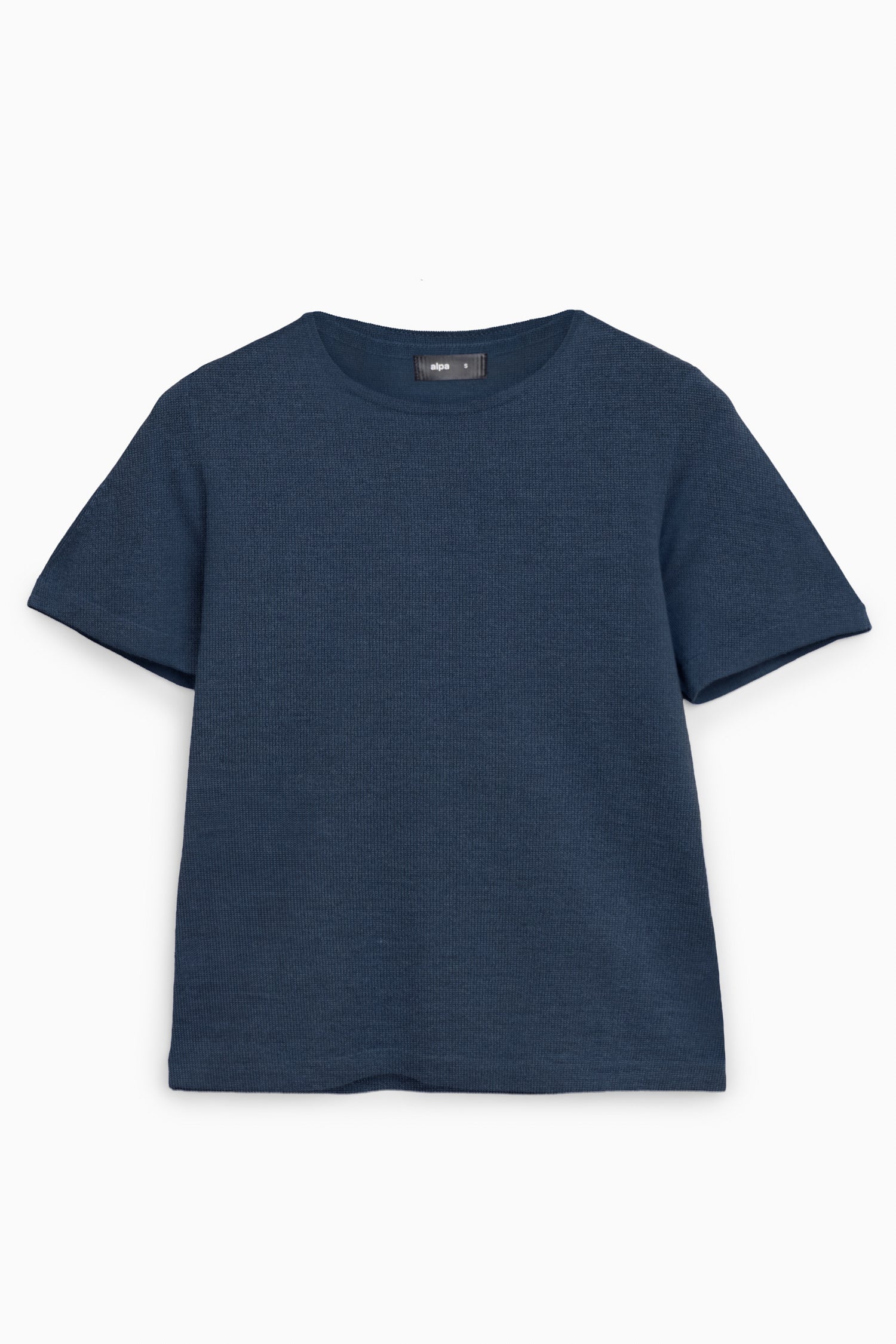 Simple Knit T Shirt Denim Blue