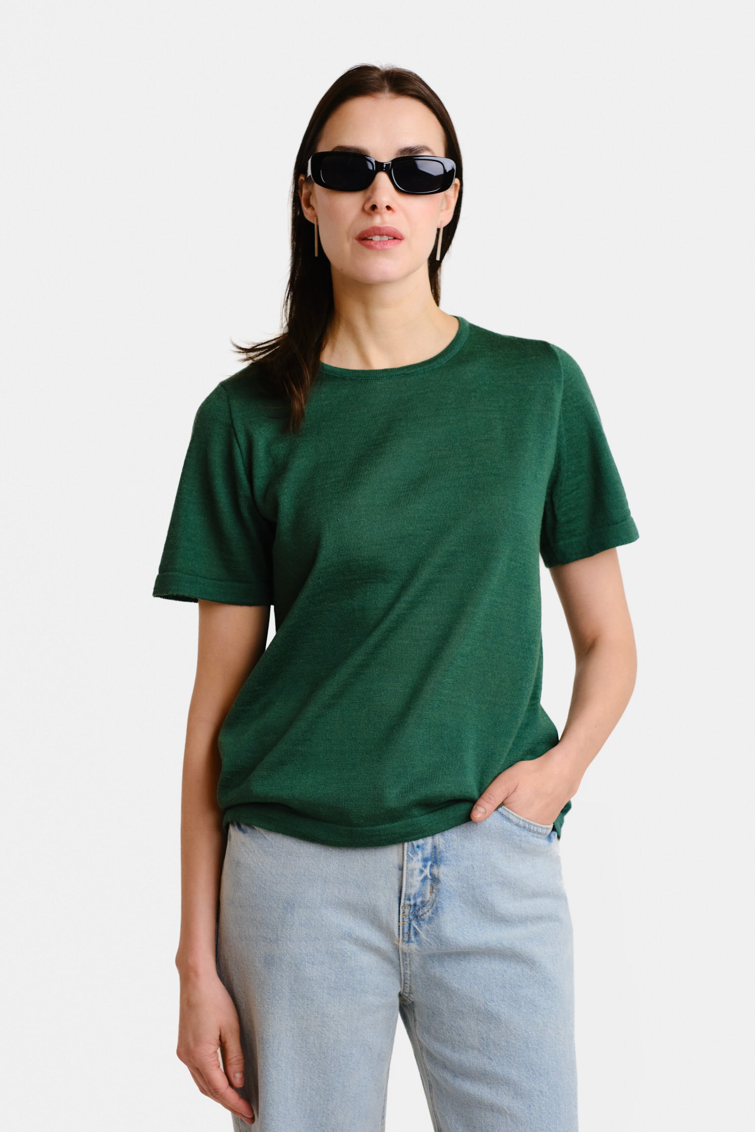 SIMPLE knit T-shirt, emerald | Alpa