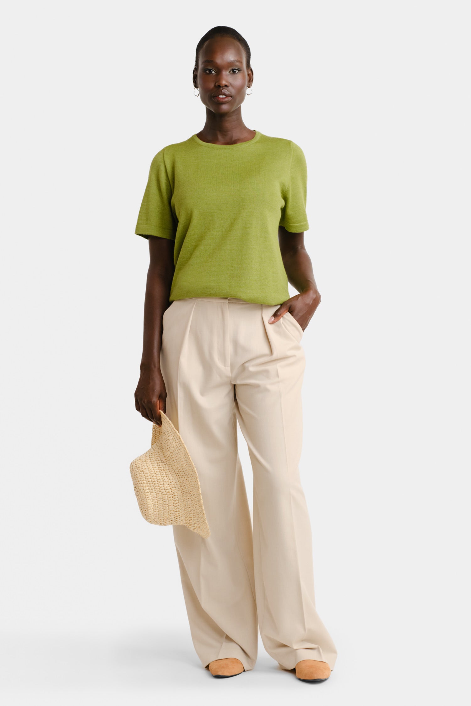 Simple Knit T Shirt Lime