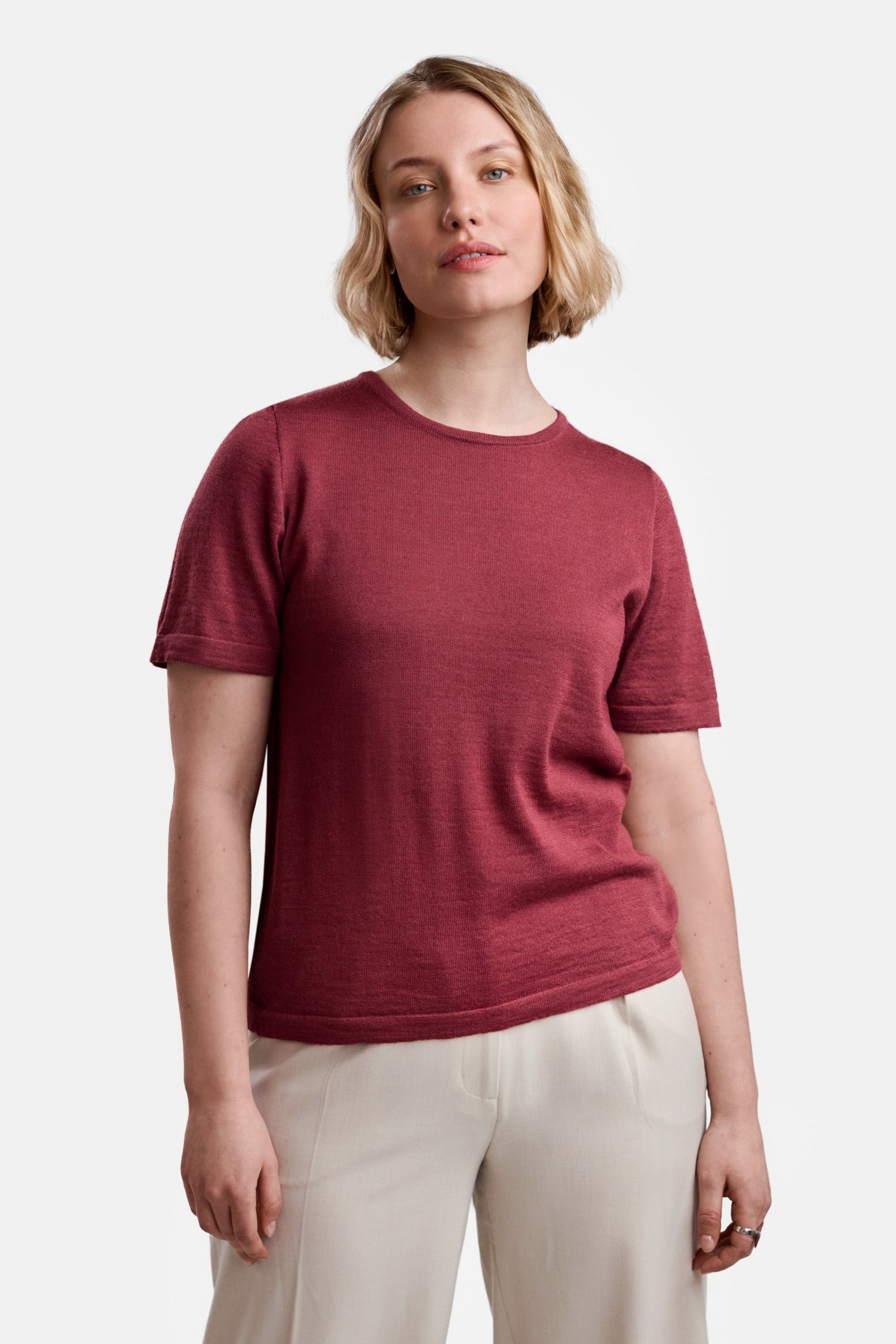 SIMPLE knit T-shirt, raspberry