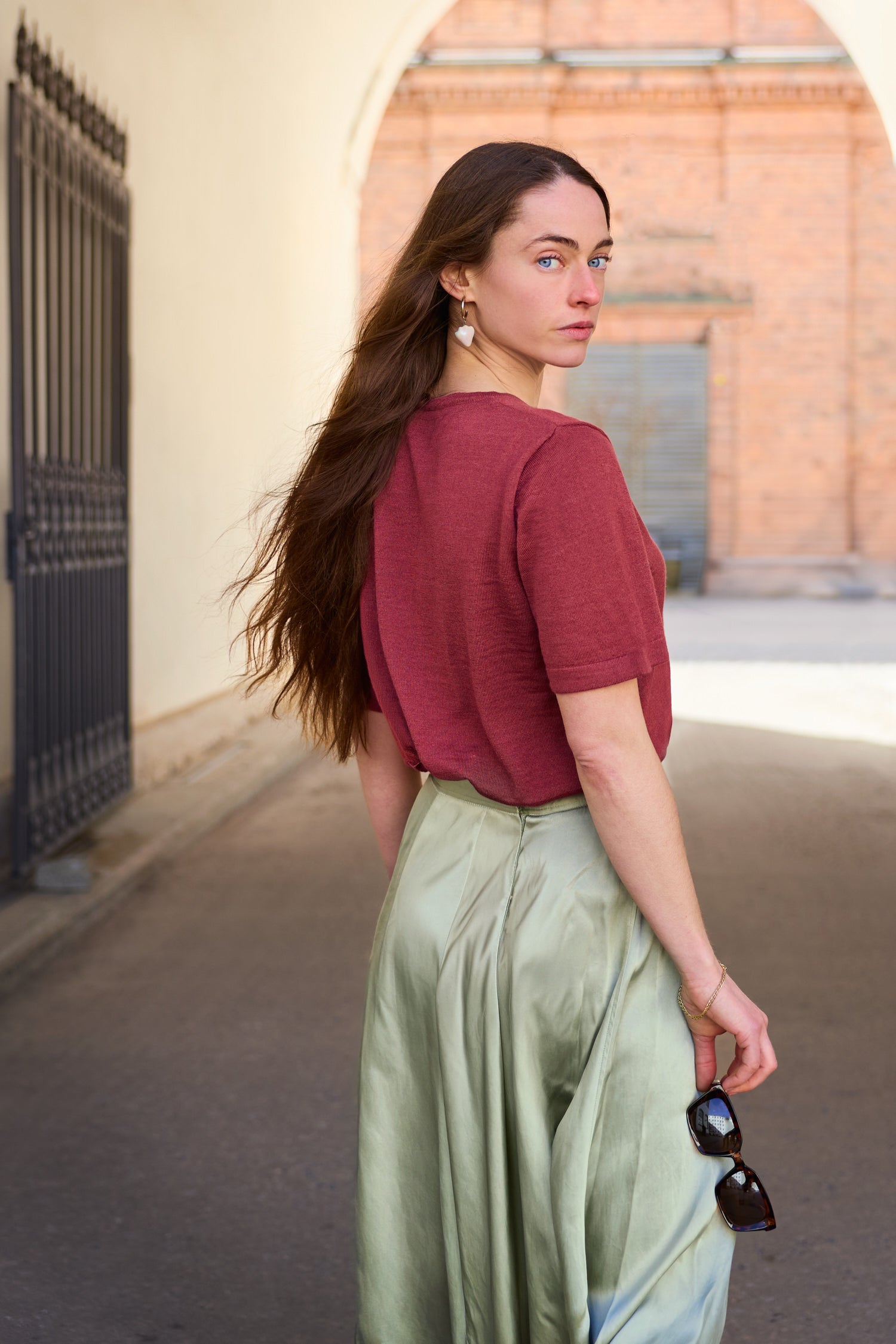 SIMPLE knit T-shirt, raspberry