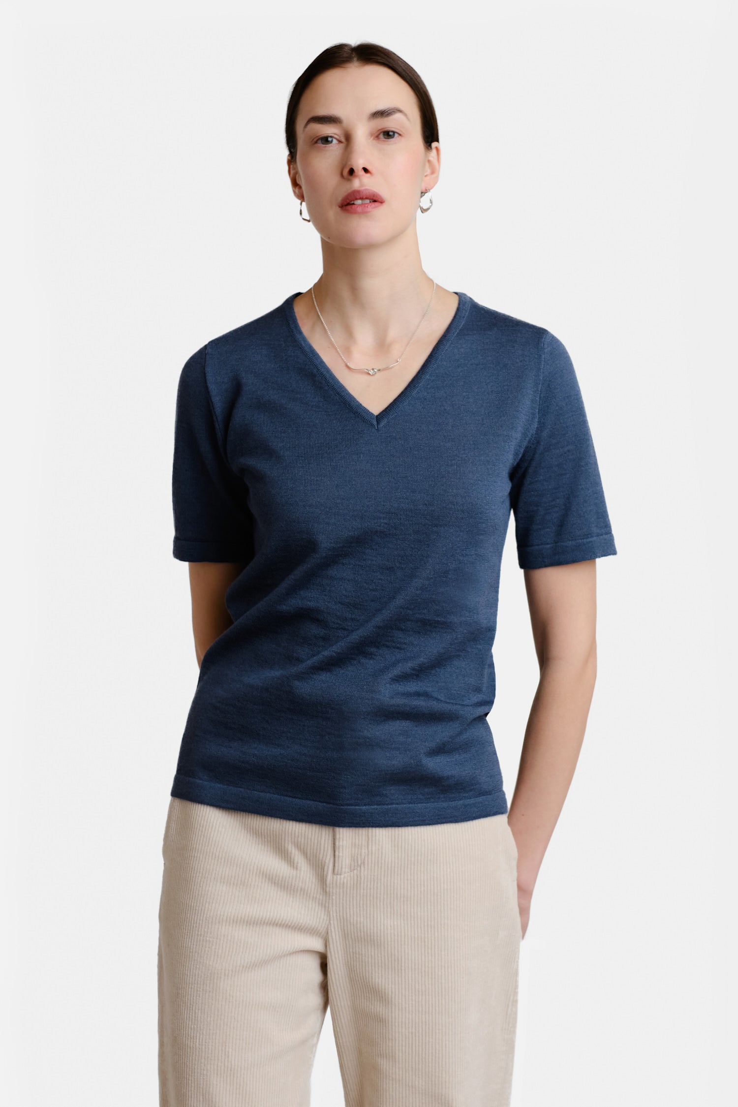 Valley Knit T Shirt Denim Blue