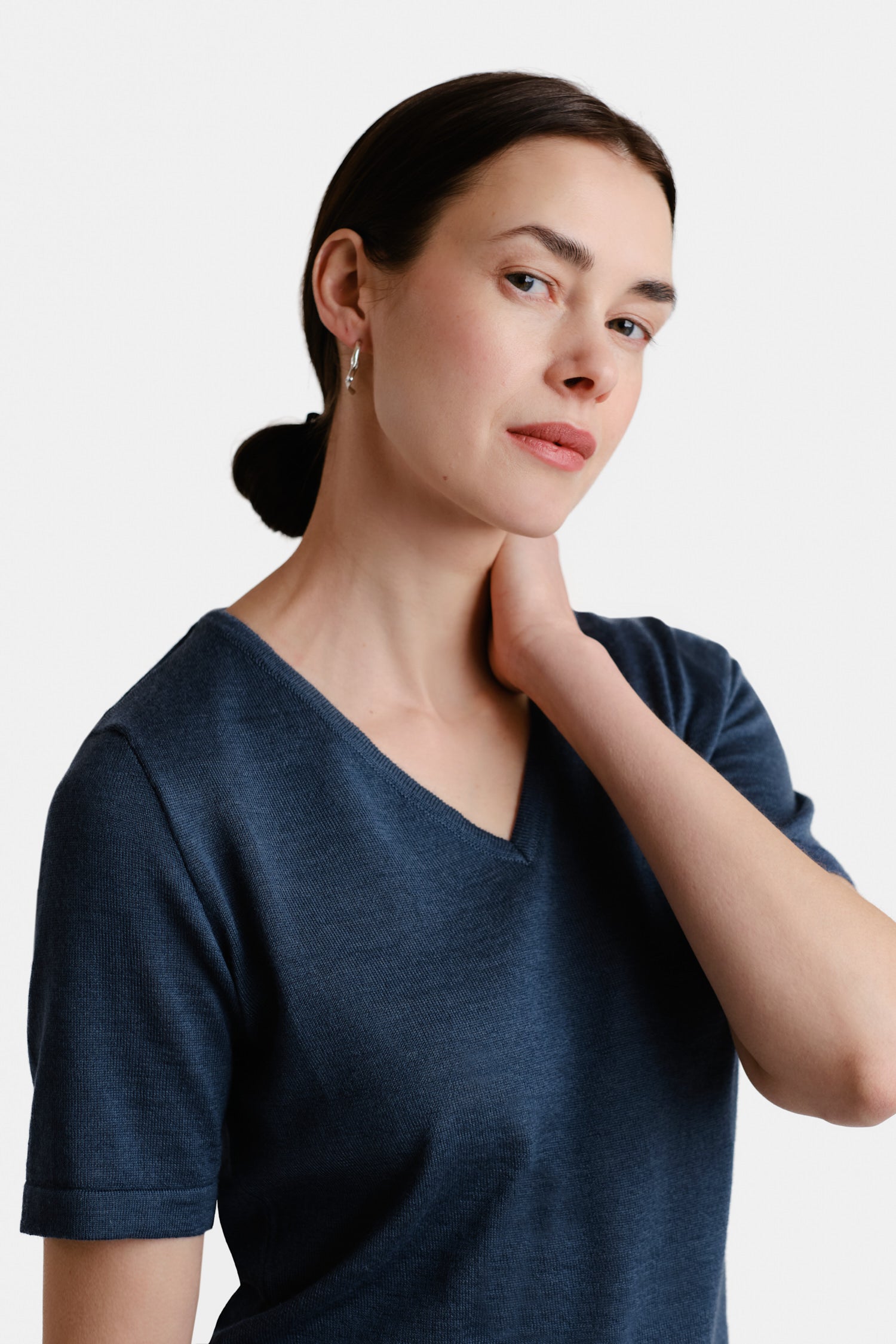 Valley Knit T Shirt Denim Blue