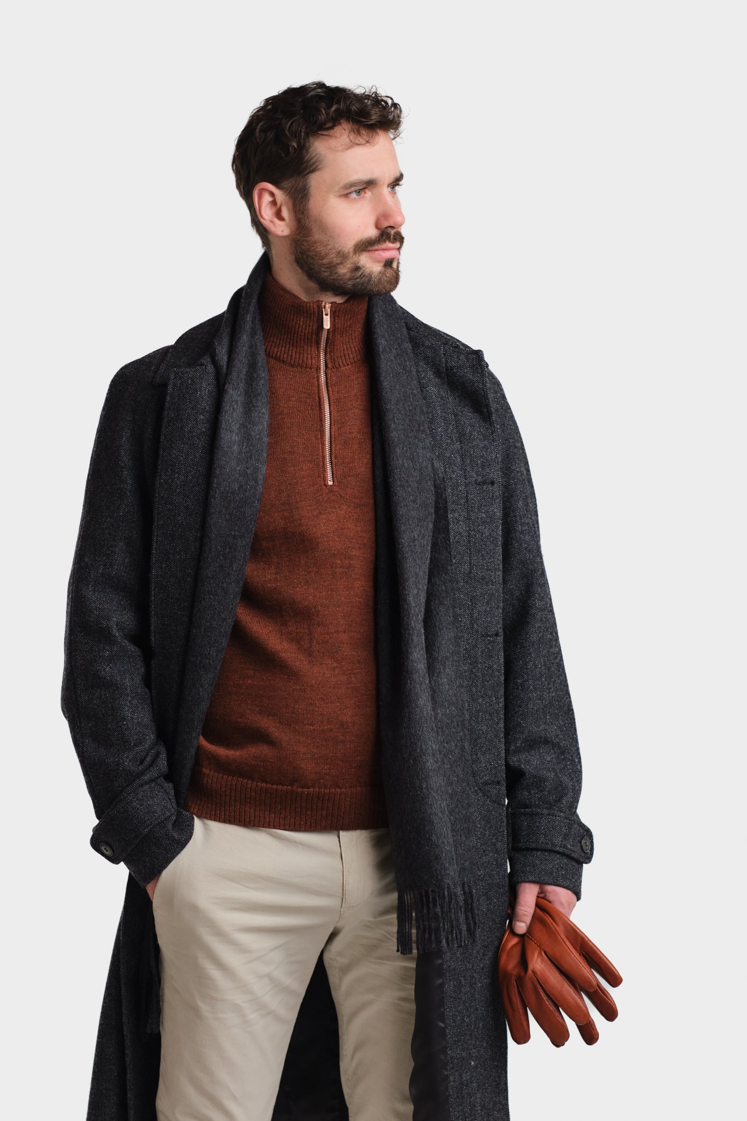 Half Zip Cardigan Mahogany
