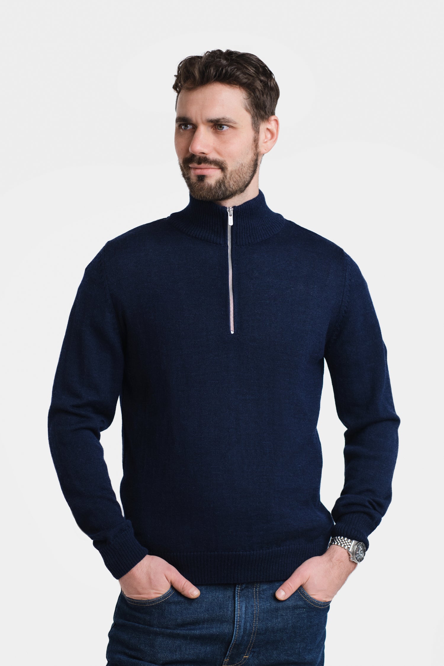 Half Zip Cardigan Navy