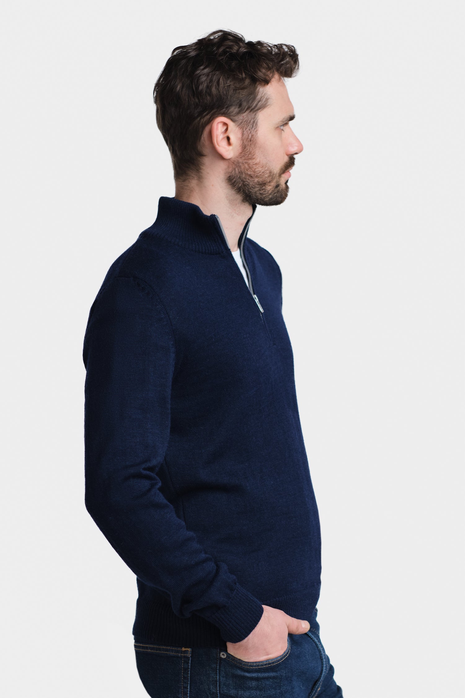 Half Zip Cardigan Navy