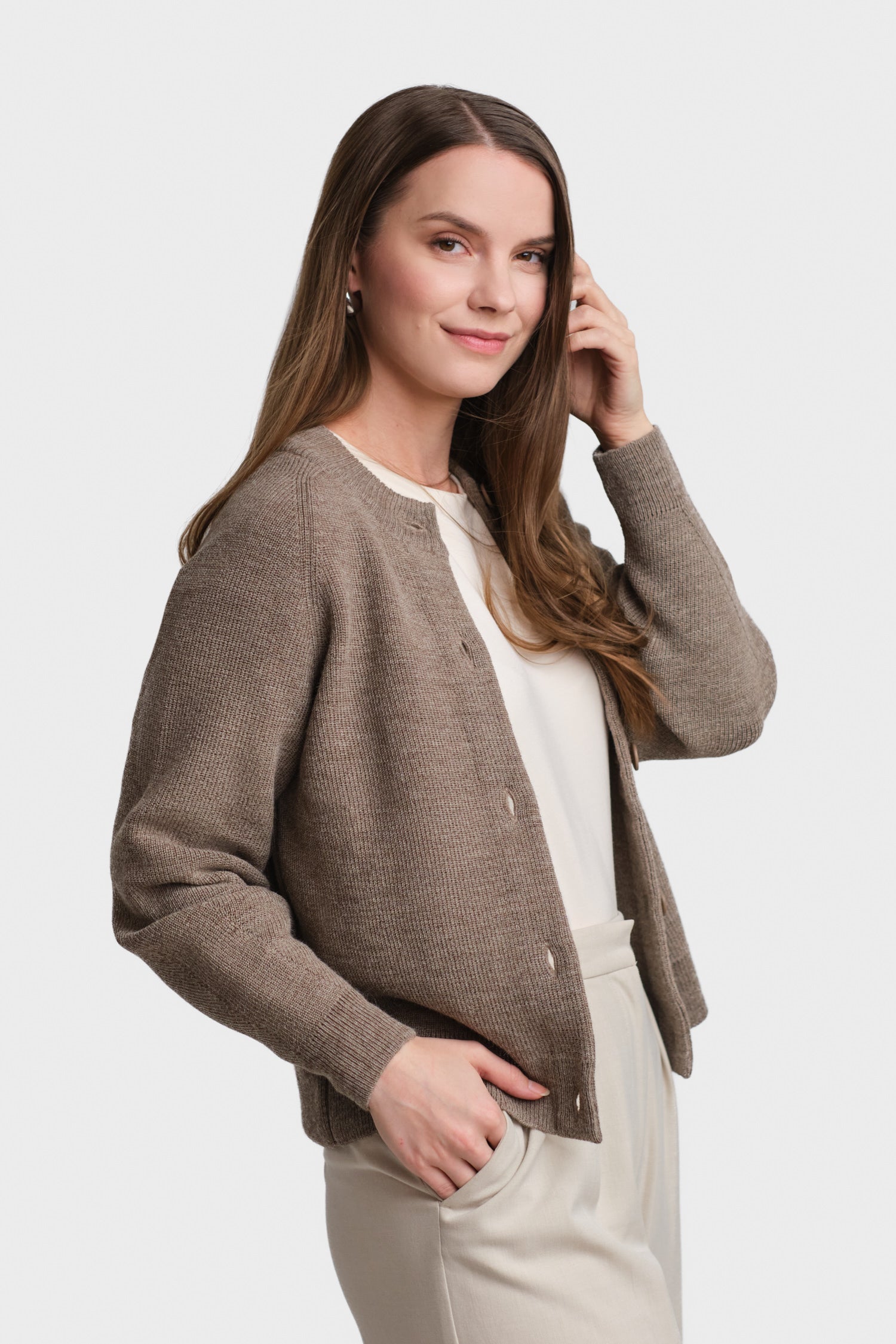 SOON cardigan, dark greige | Alpa