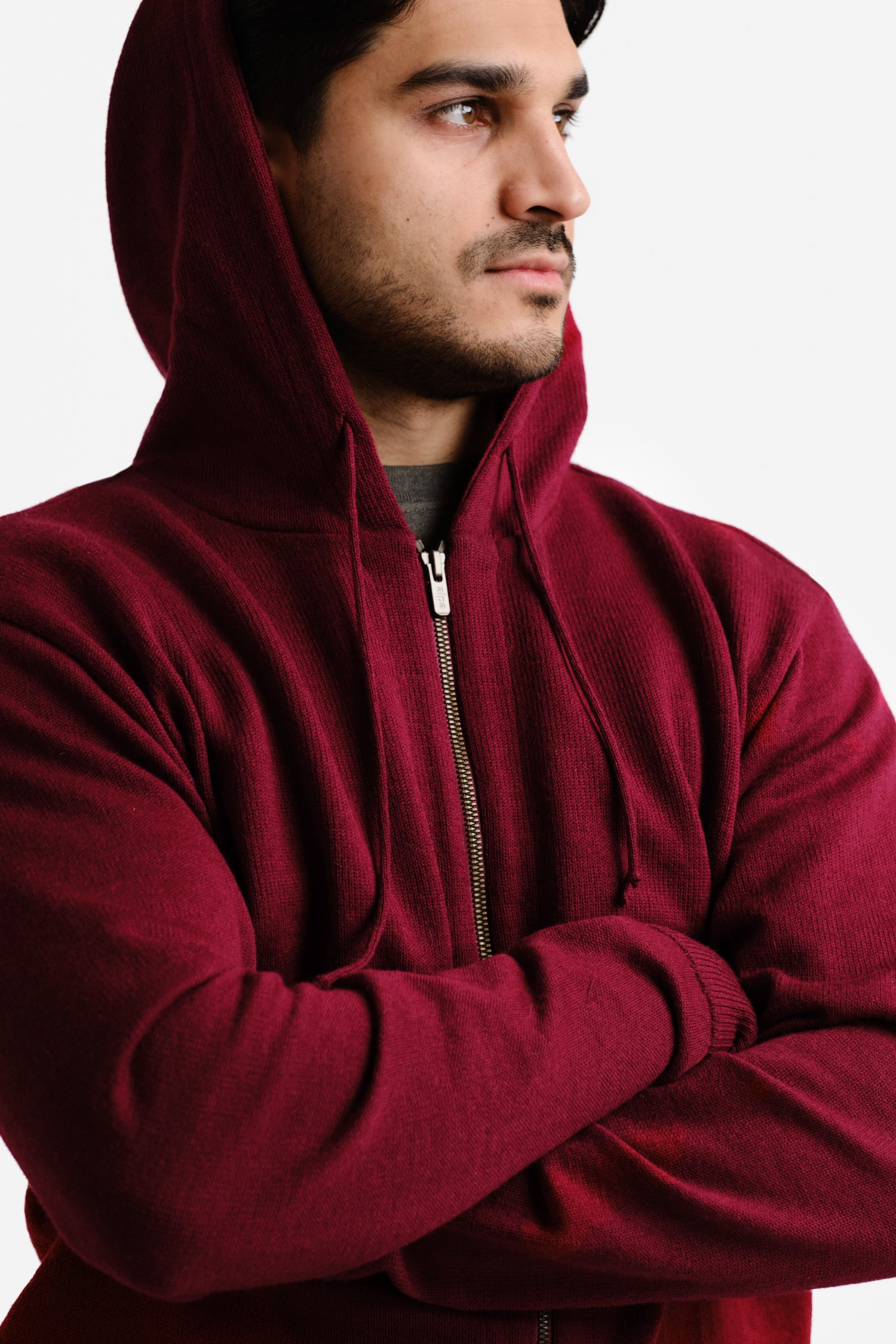 Hoodie Zip Alpaca Hoodie Cranberry Red