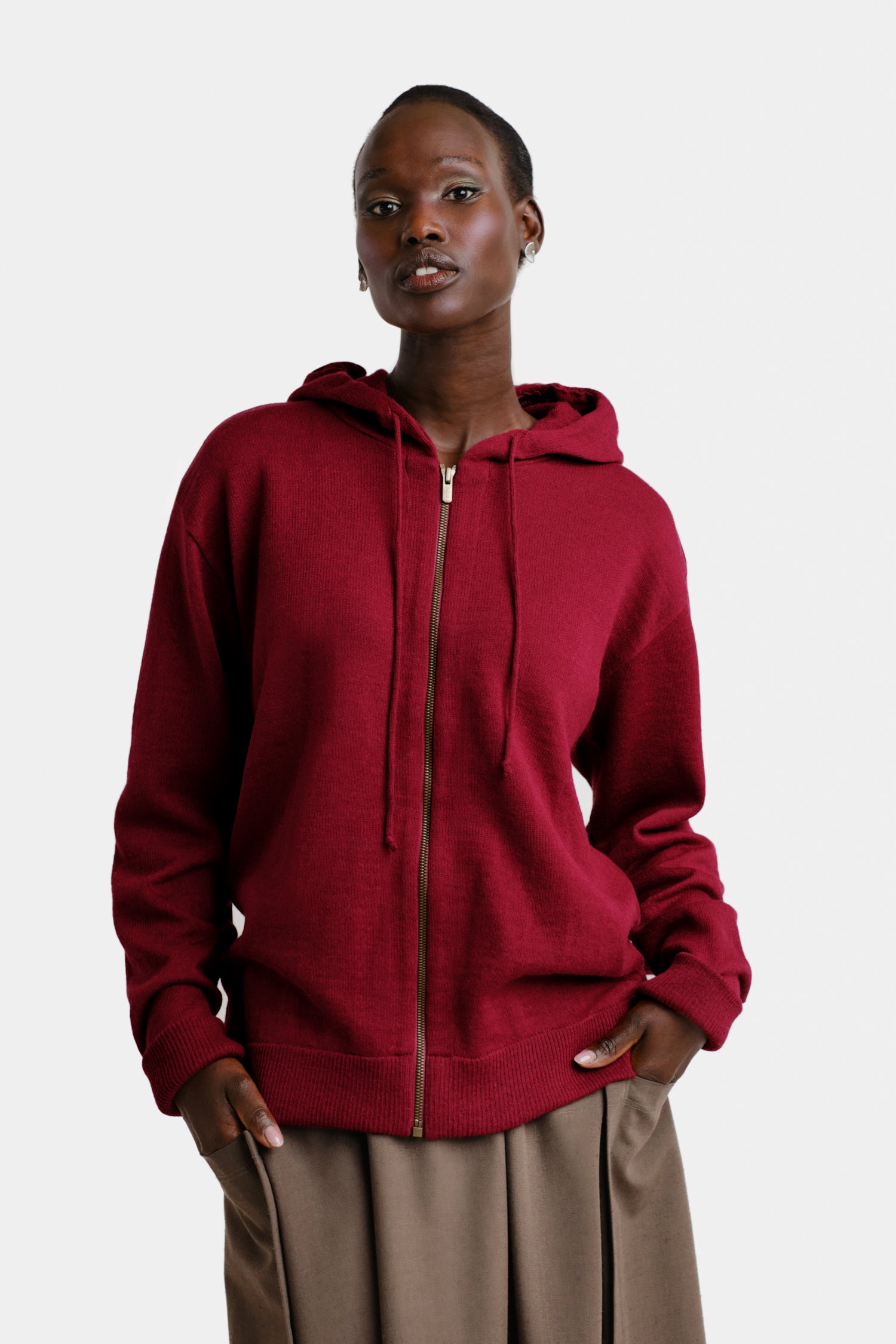 HOODIE ZIP zip hoodie, cranberry red | Alpa