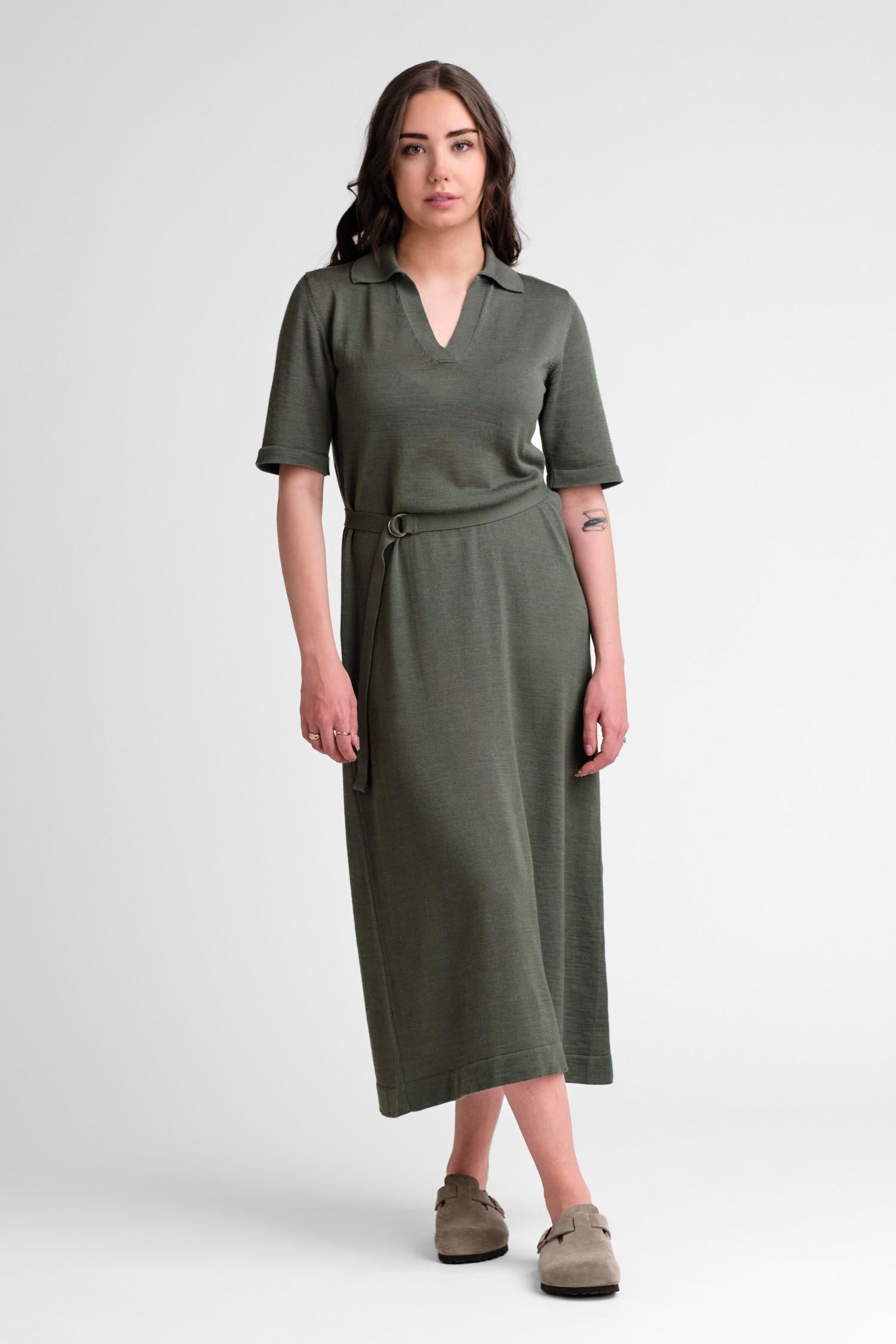 VOYAGE knitted dress, khaki