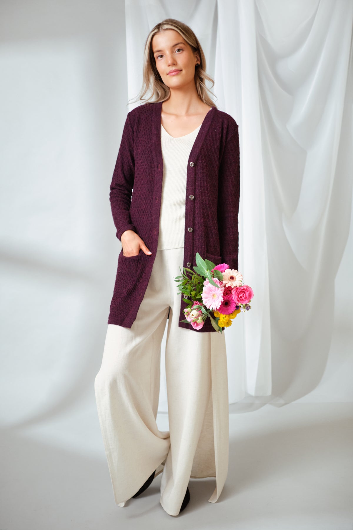 Drizzle Cardigan Plum