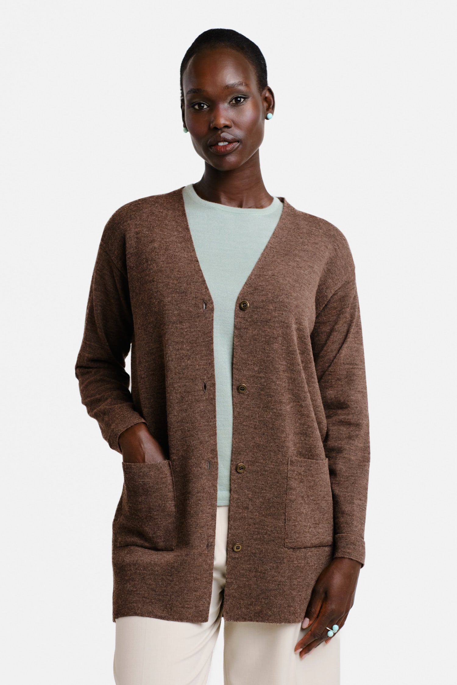 Drop Cardigan Caramel Latte