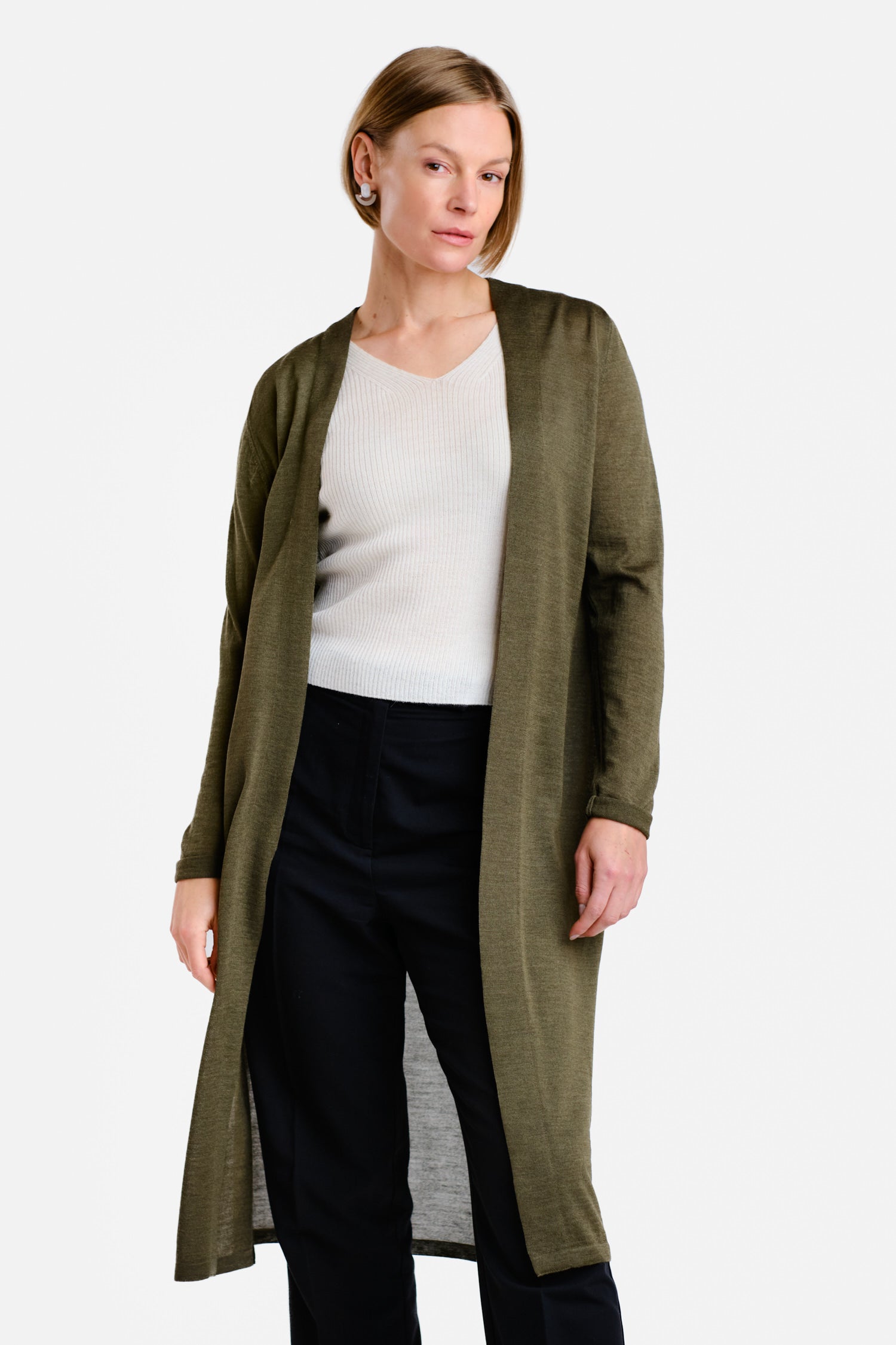 Swan Cardigan Dark Olive