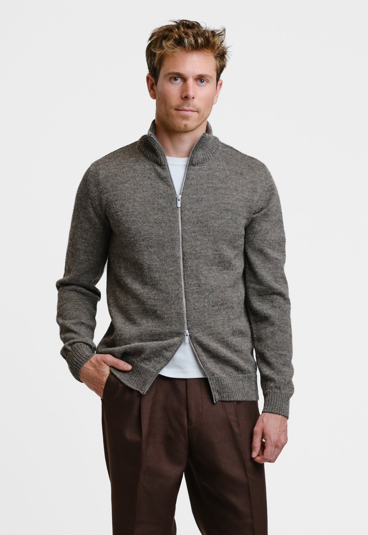 ZIPPER cardigan, ash