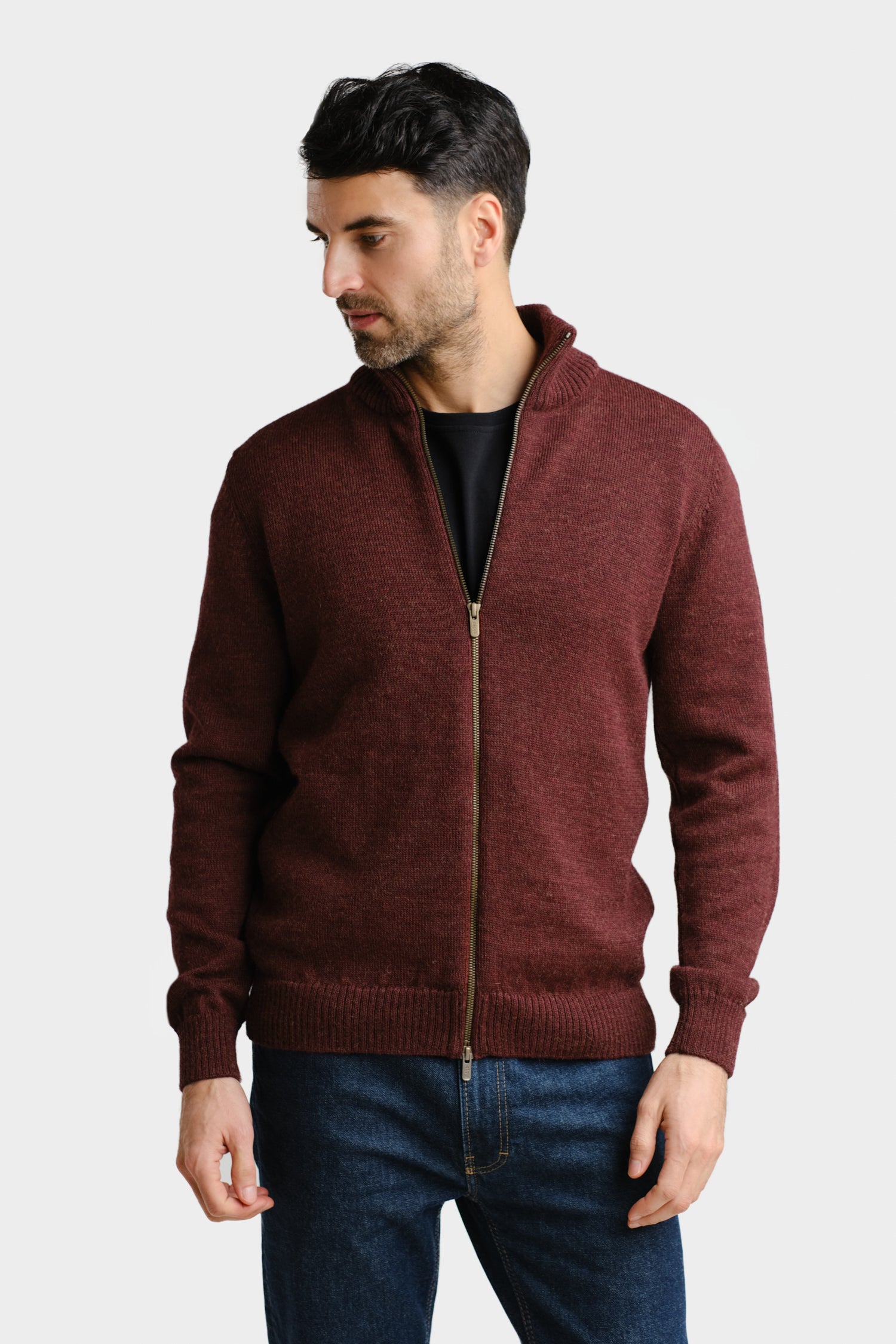 Zipper Zip Cardigan Bordeaux