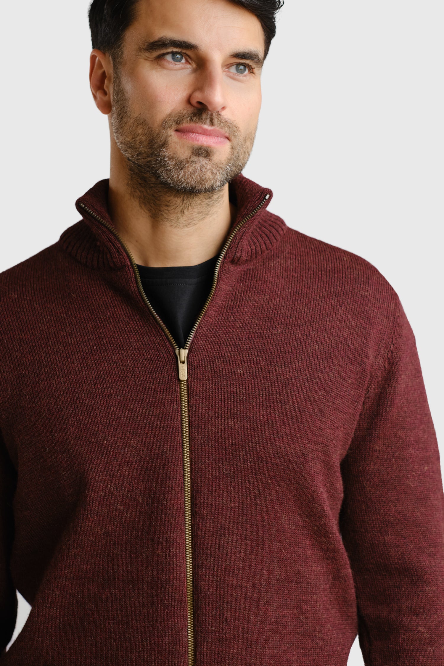 Zipper Zip Cardigan Bordeaux