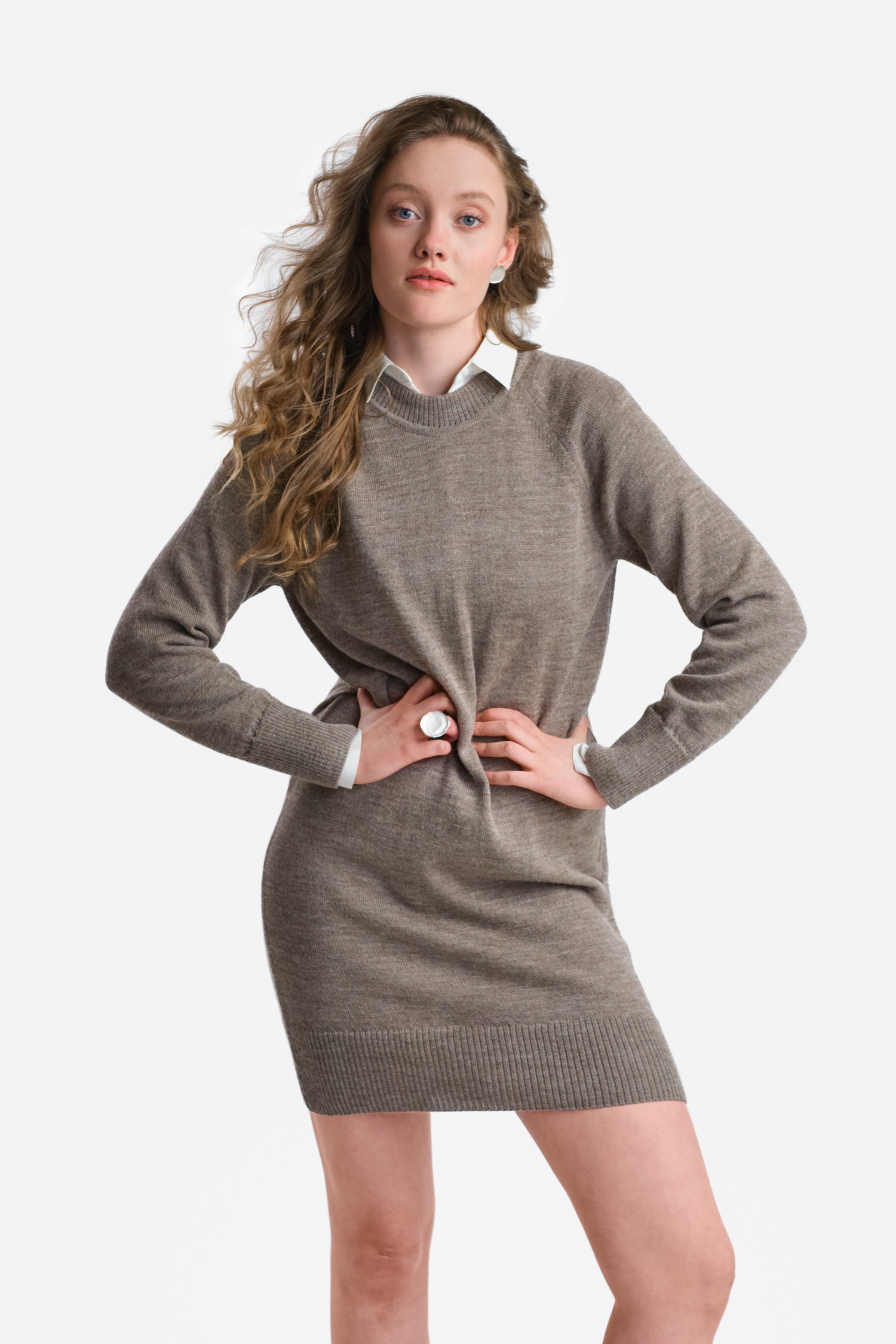 Shine Dress Dark Beige