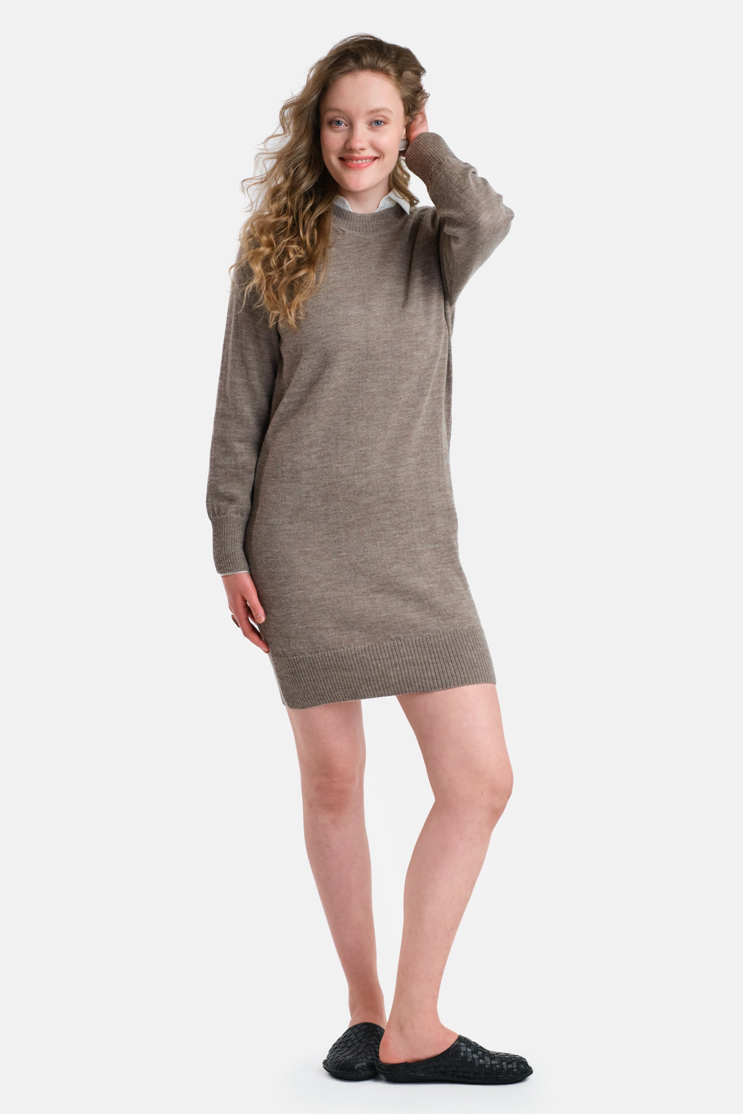 Shine Dress Dark Beige