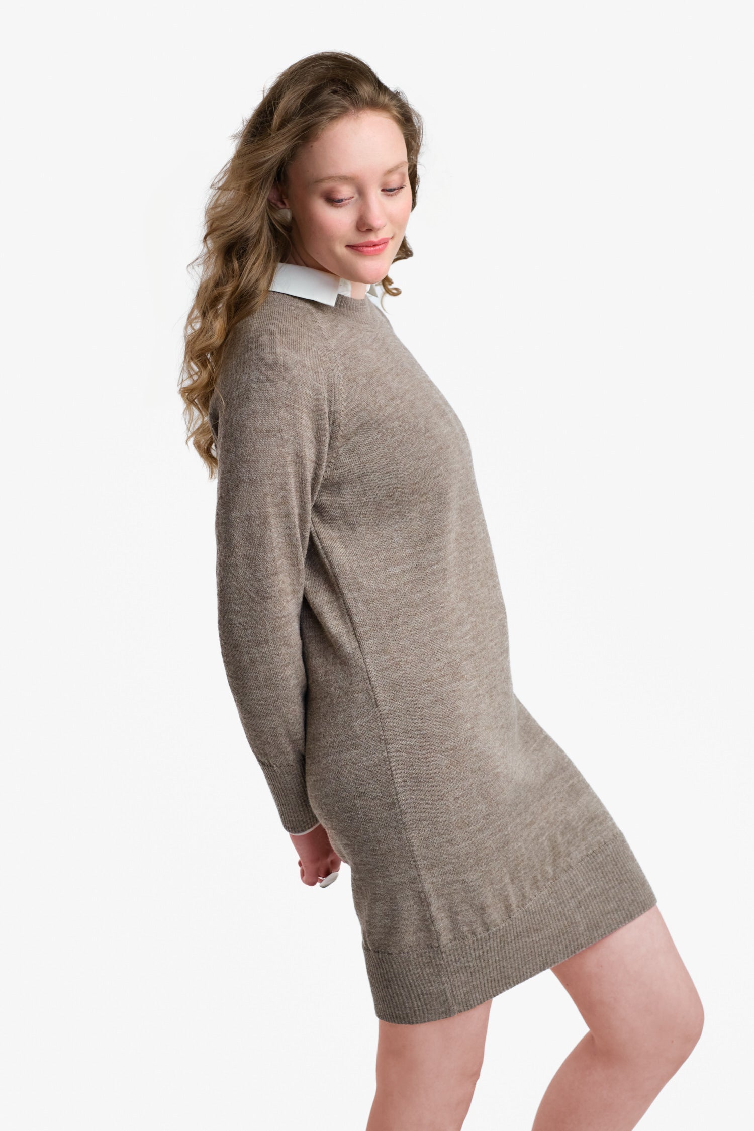 Shine Dress Dark Beige