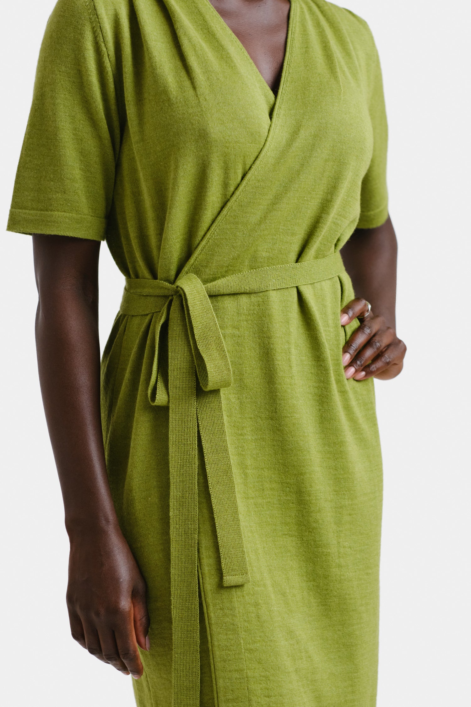 lime green wrap dress Giovanna Lime Green Asymmetric Maxi Dress With Wrap Skirt – Club L London main image 1