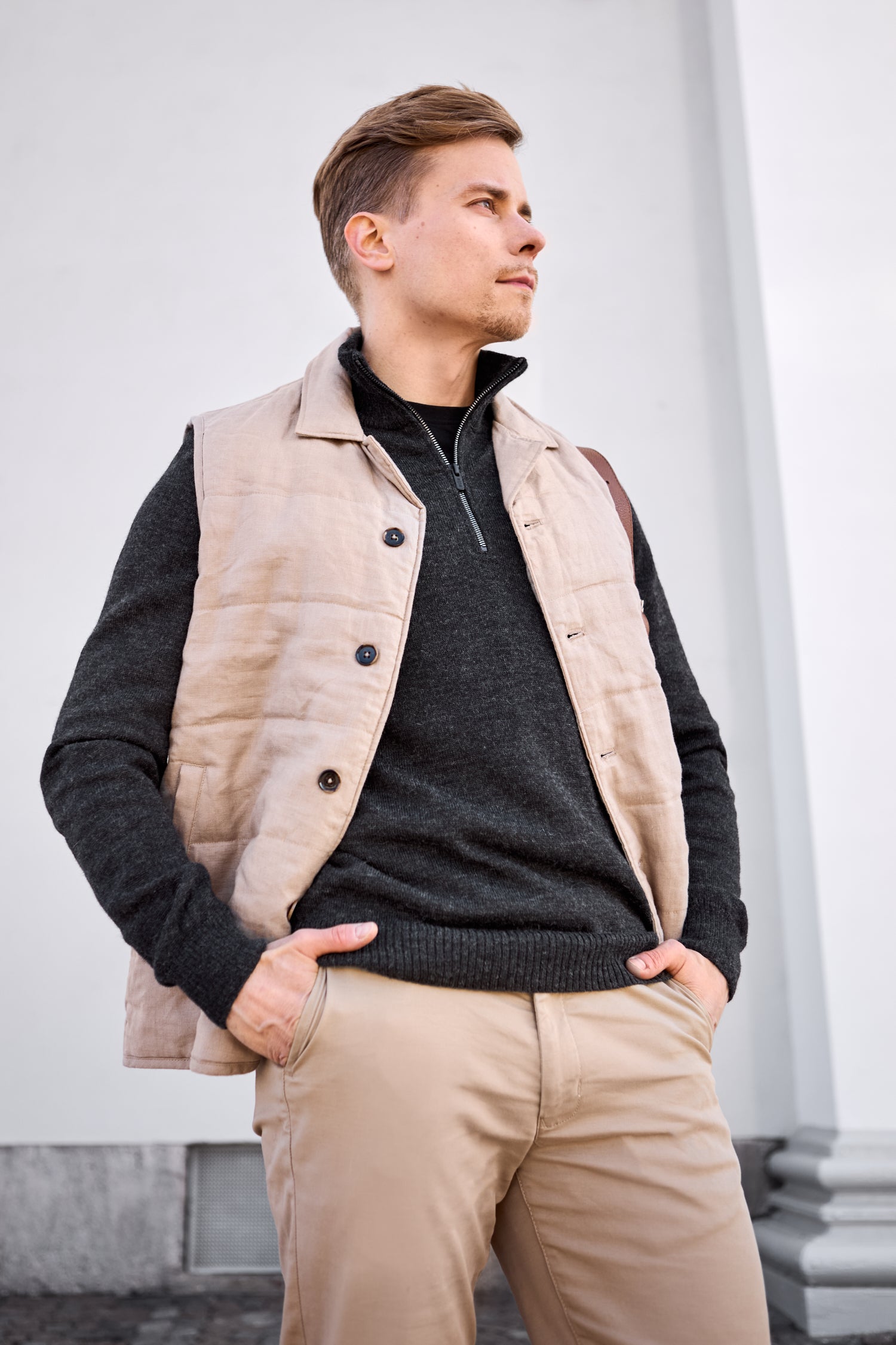 Half Zip Cardigan Charcoal