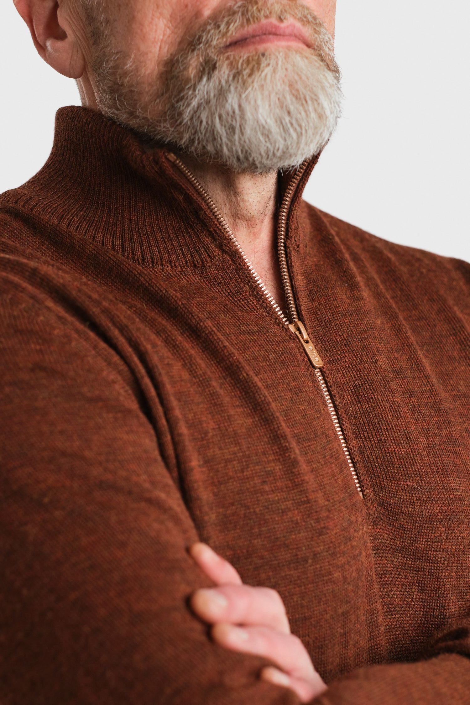 Half Zip Cardigan Mahogany