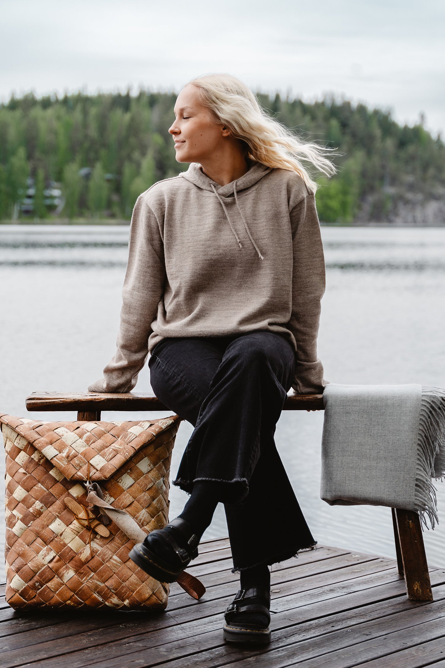 Hoodie Hooded Sweater Greige