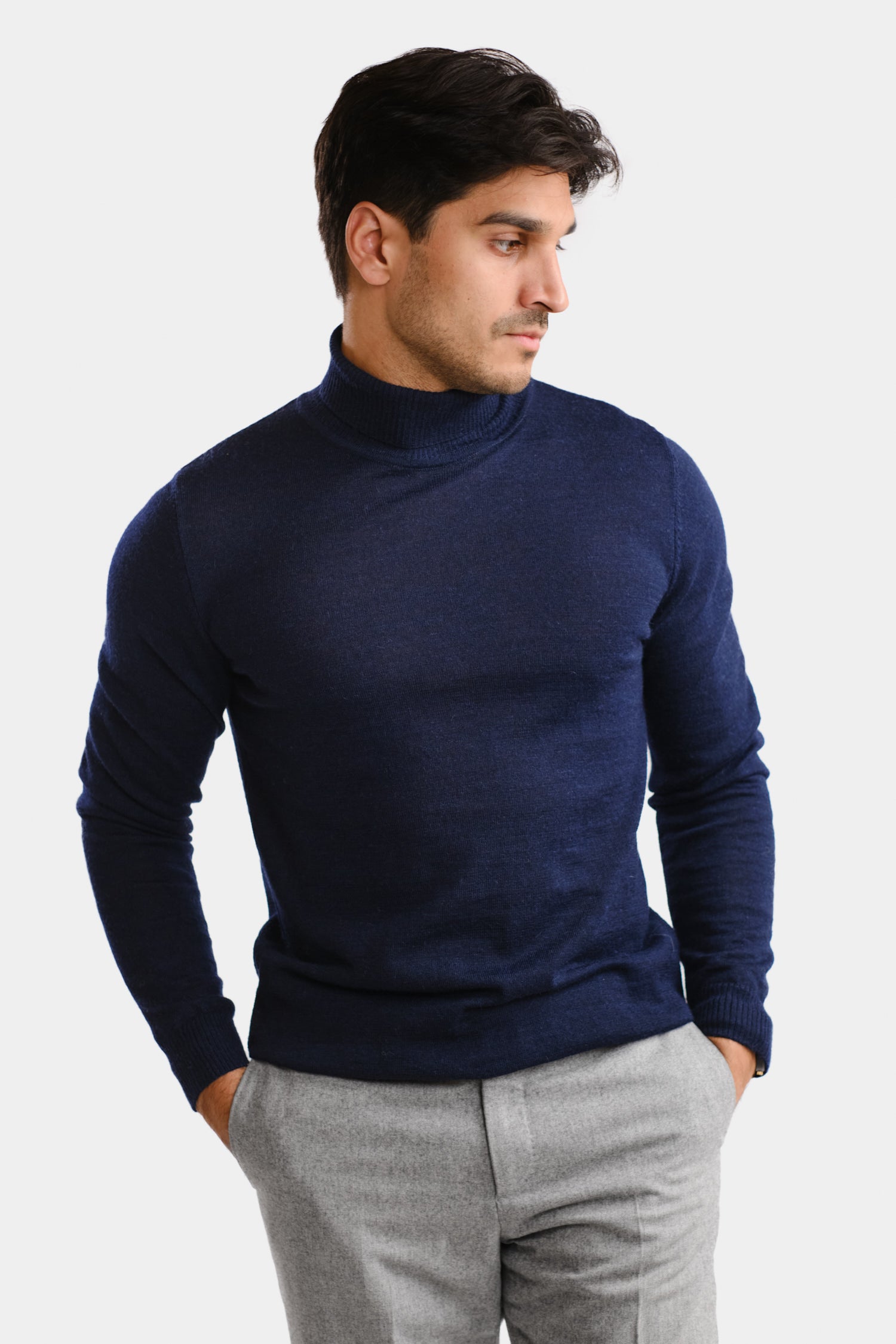 Turtleneck Navy Roll Neck