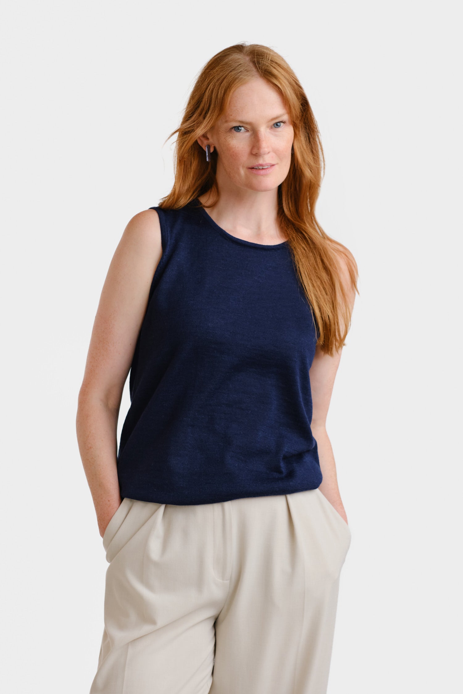 Sense Knitted Top Navy