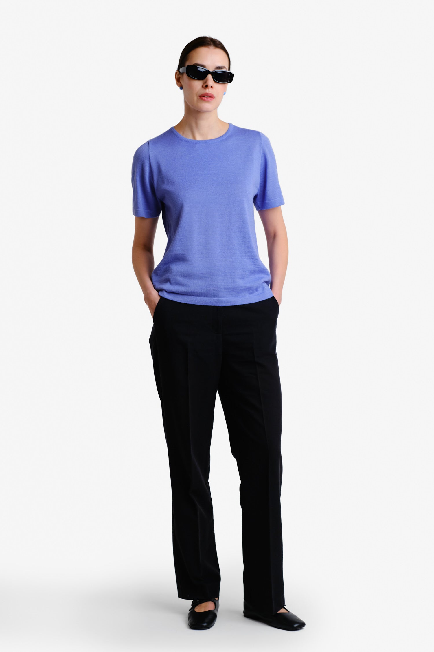 Simple Knit T Shirt Bluebell