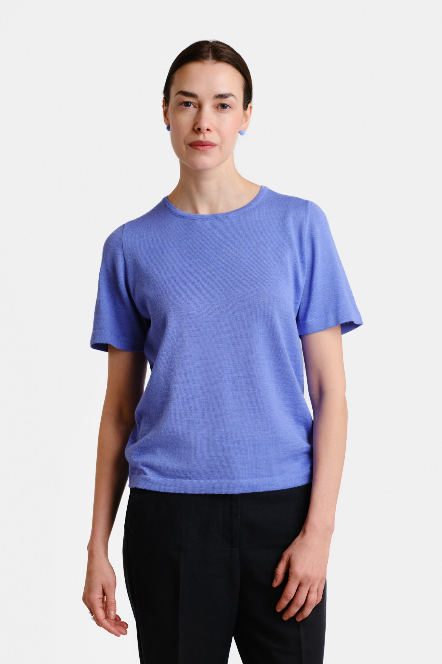 Simple Knit T Shirt Bluebell