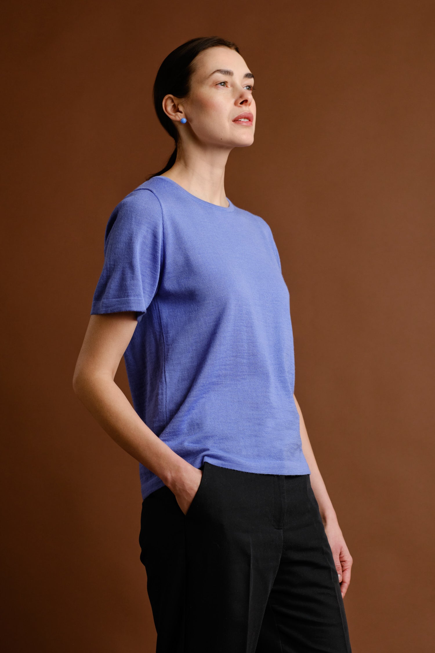 Simple Knit T Shirt Bluebell