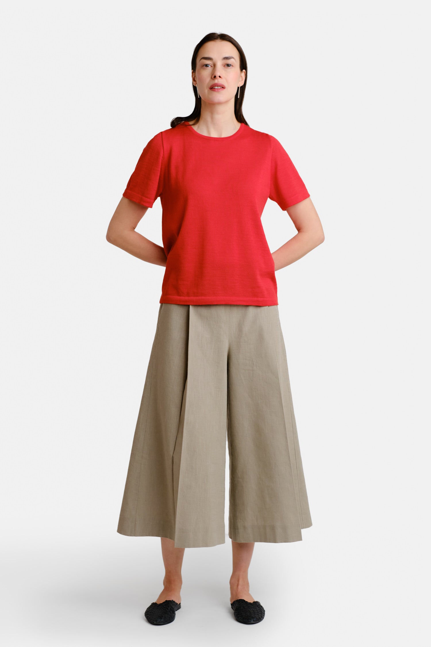 Simple Knit T Shirt Scarletred