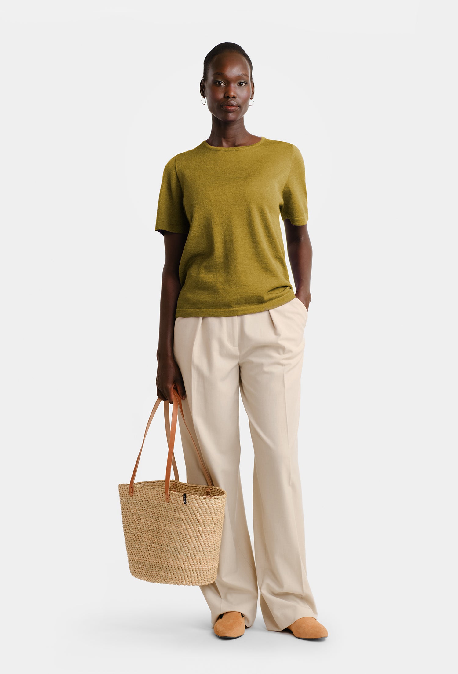 SIMPLE knit T-shirt, brass