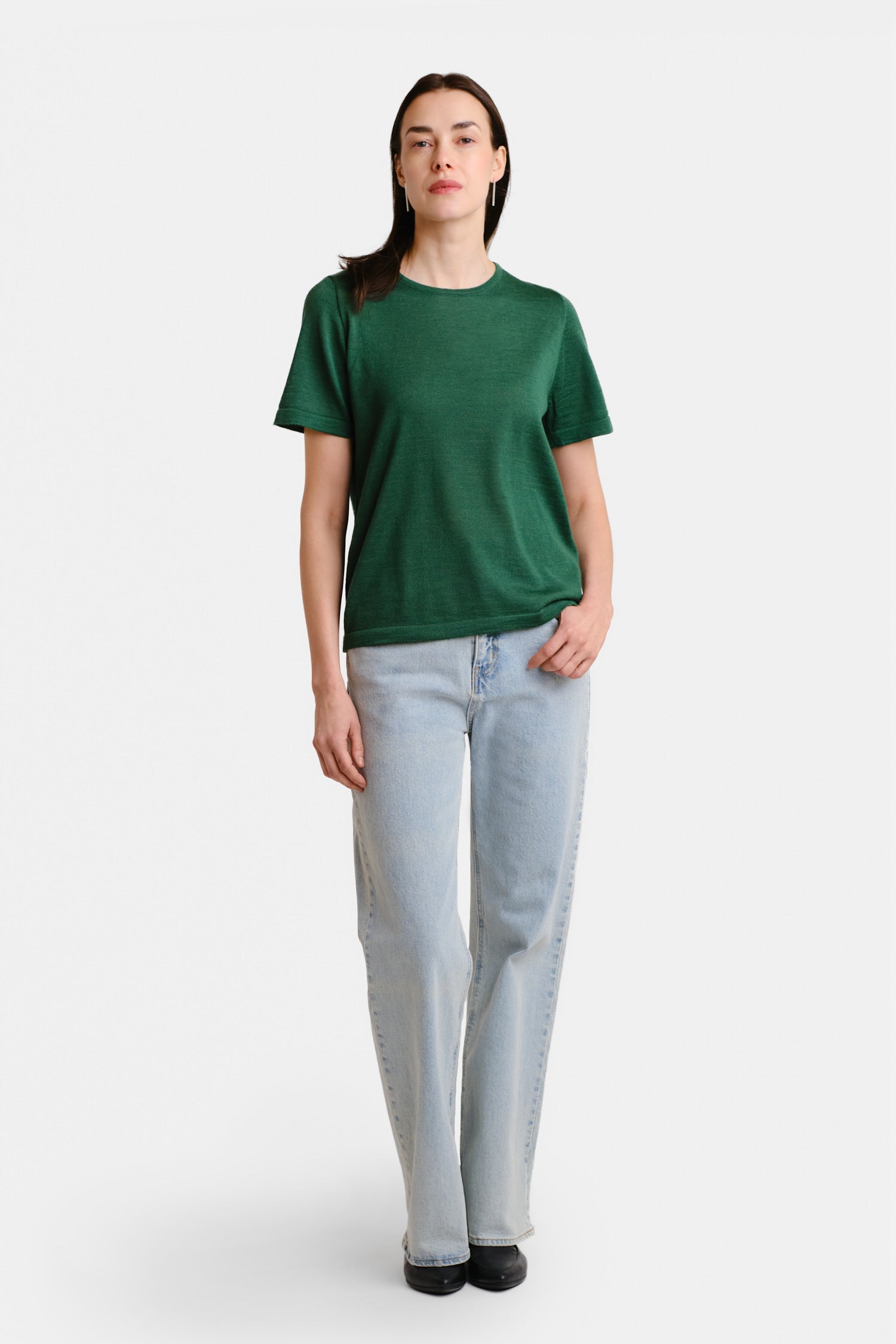 Simple Knit T Shirt Emerald