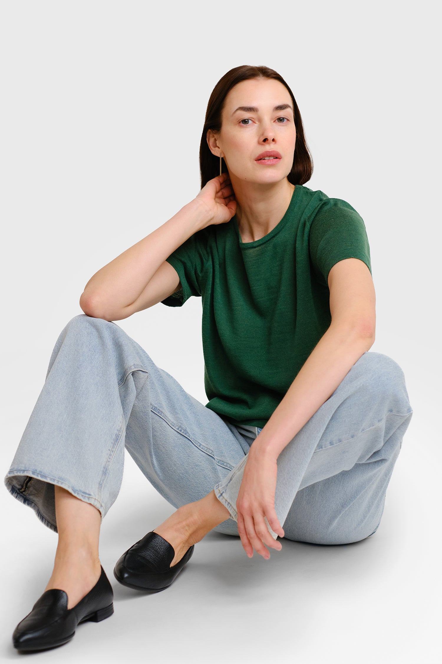 Simple Knit T Shirt Emerald